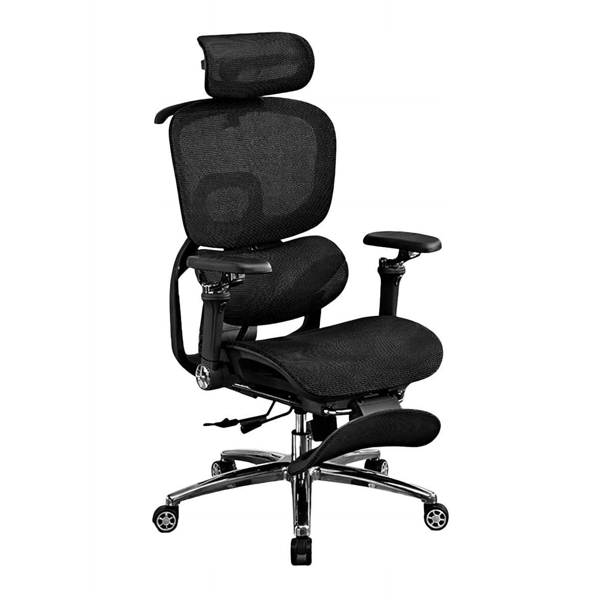 Office MASSAGE Chair Swivel Black Mesh Base Chrome Footrest Packaging status original