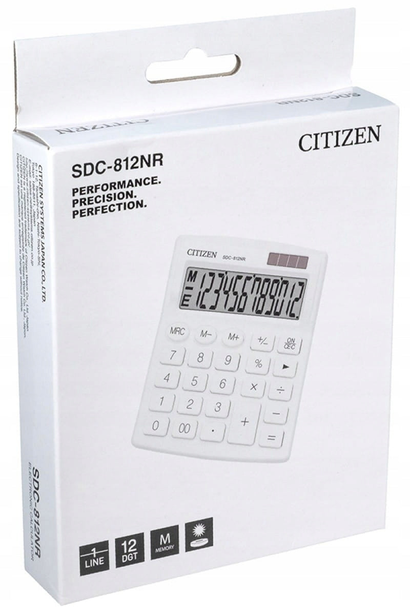 Office calculator Citizen SDC 812 NRWHE 12 digits white percent Manufacturer code CI-SDC812NRWHE