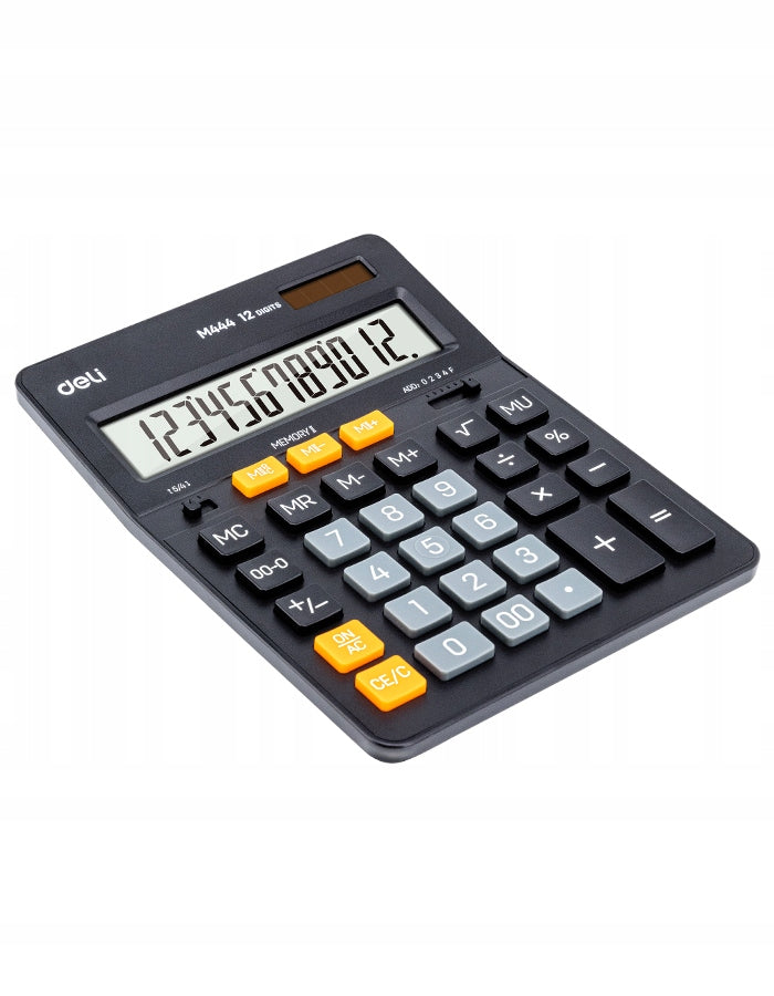 Office calculator Deli solid Dual power supply black solid Manufacturer code EM444-BK-01