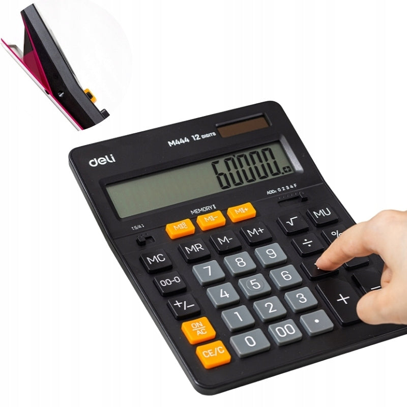 Office calculator Deli solid Dual power supply black solid