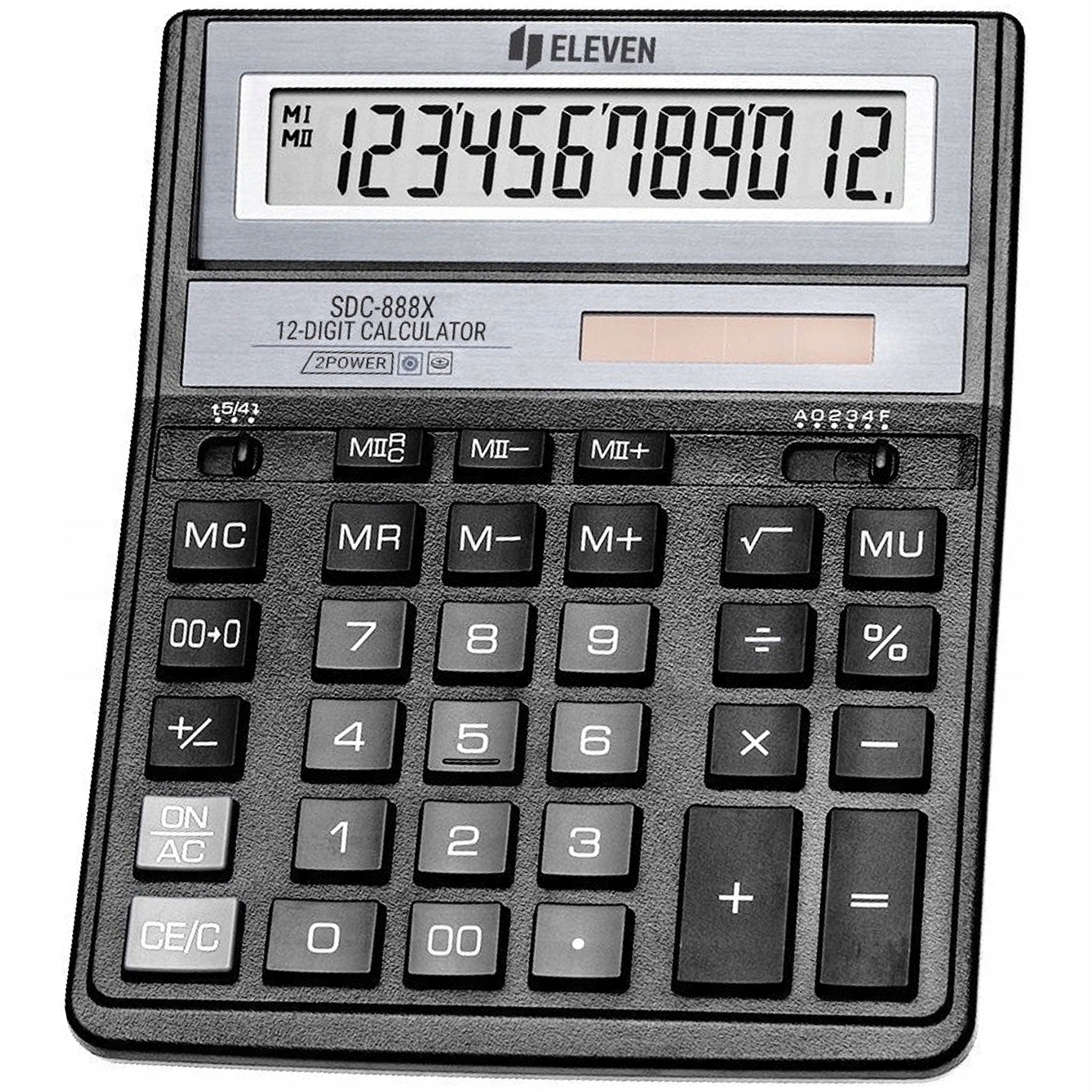 Office calculator Eleven SDC-888 XBK black large 12 digits display margin Packaging status original