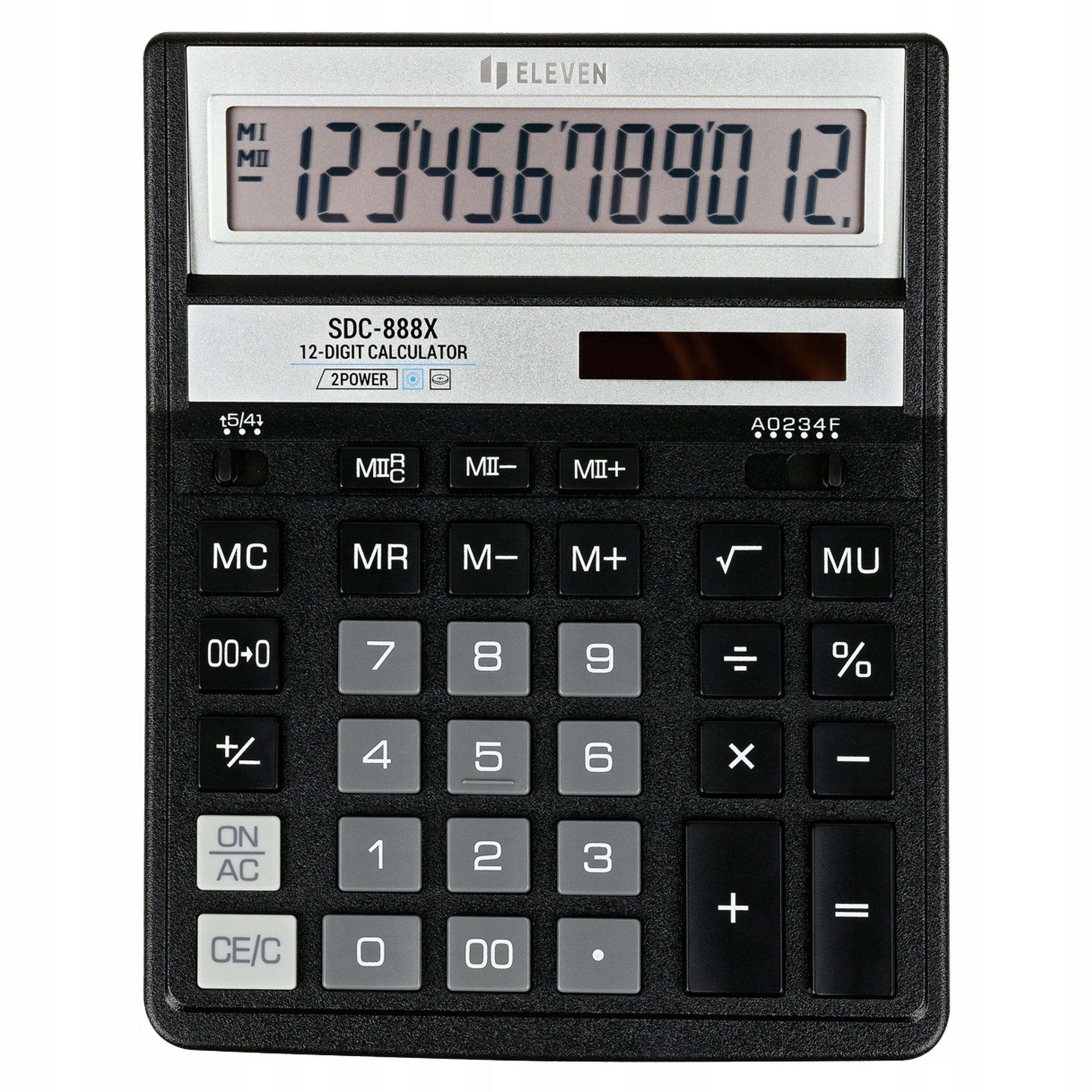 Office calculator Eleven SDC-888 XBK black large 12 digits display margin