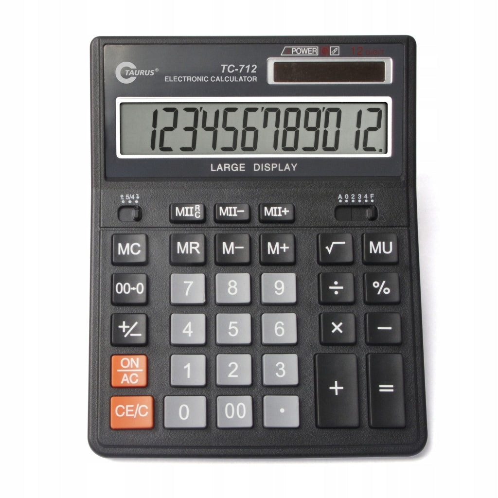 Office calculator Taurus TC-712 dual power supply LARGE position Packaging status original