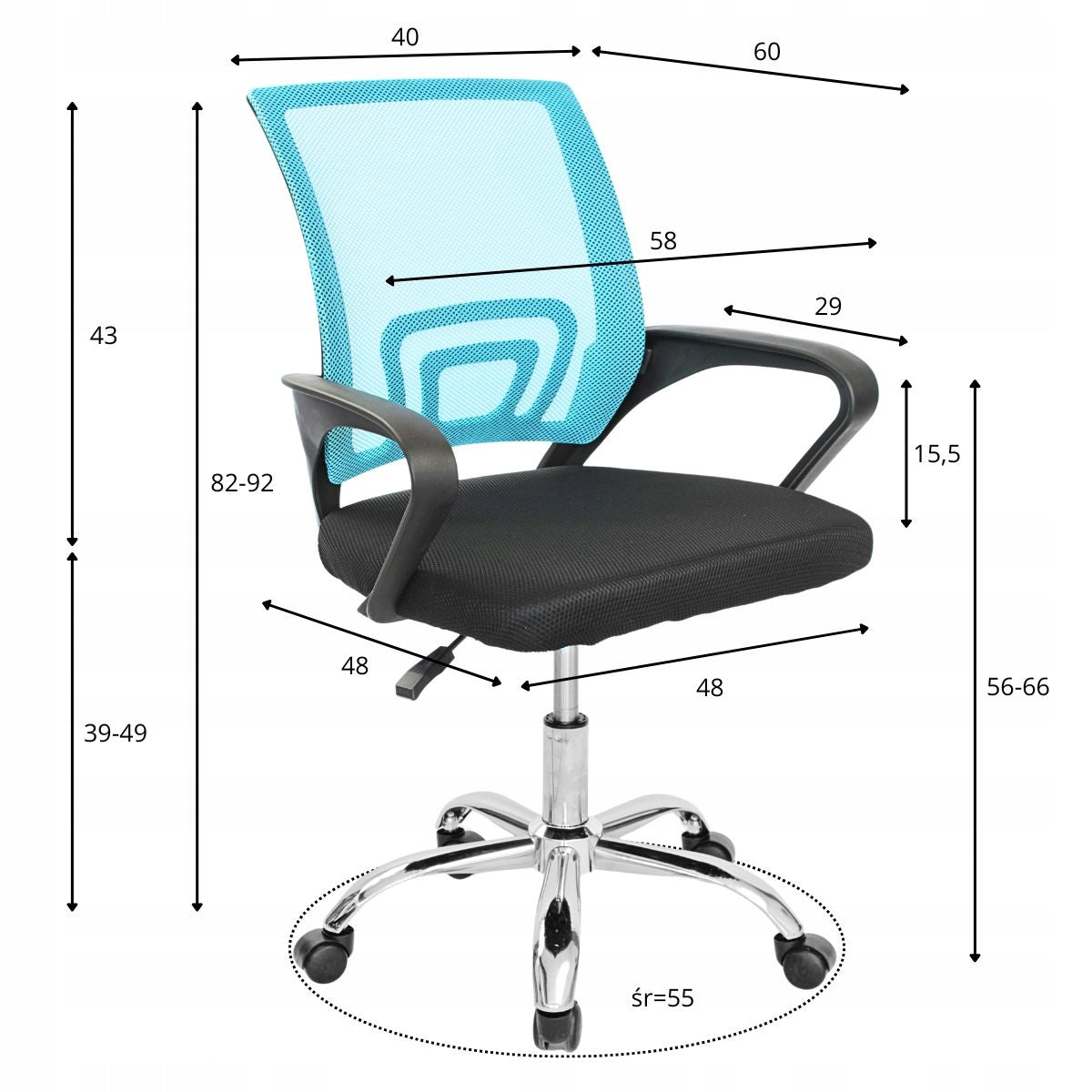 Office chair BLUE swivel chair MESH mesh COMFORTABLE for children Manufacturer code HILE-L002-BL