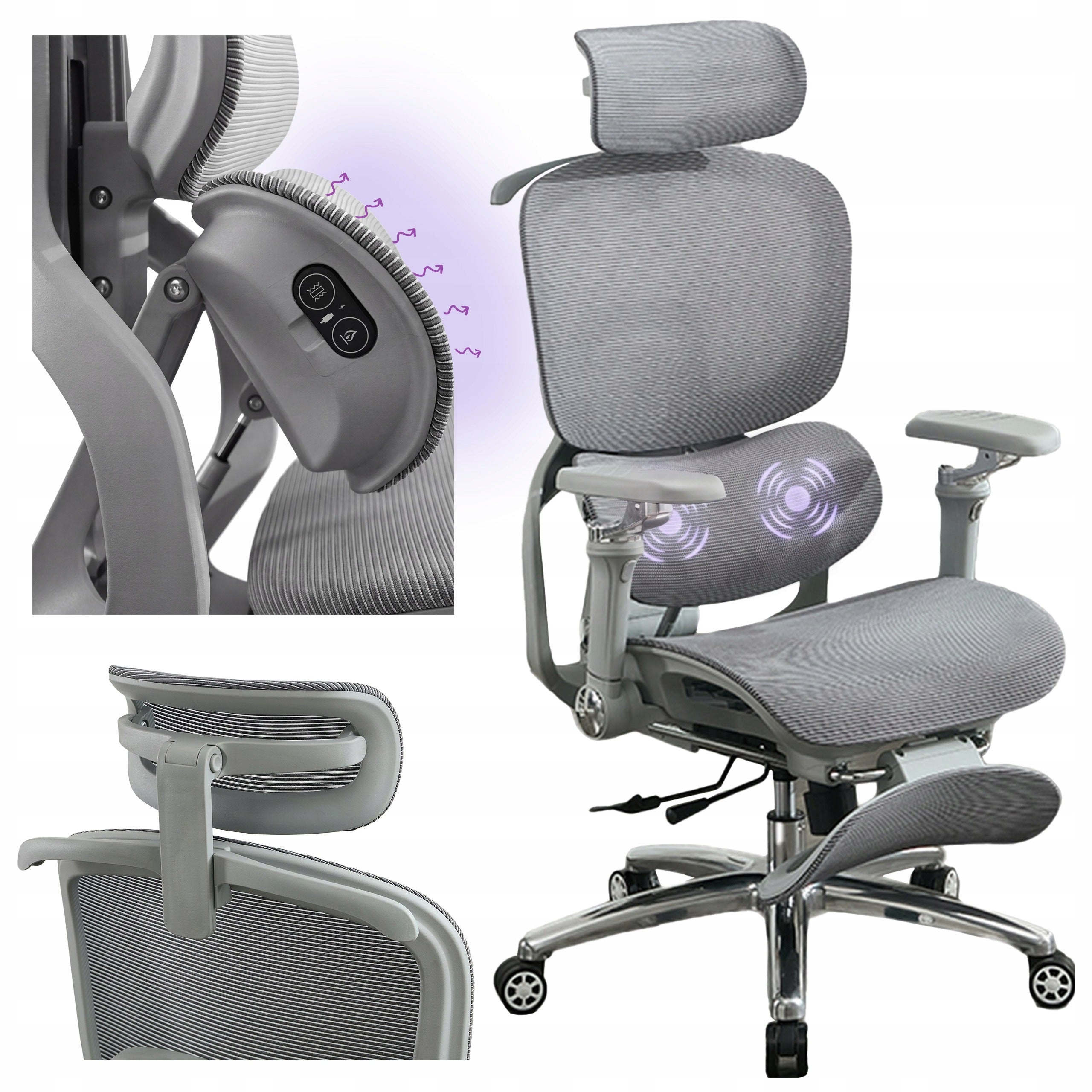 Office chair mesh on Wheels Rotary with FAN MASSAGE Spacetronik