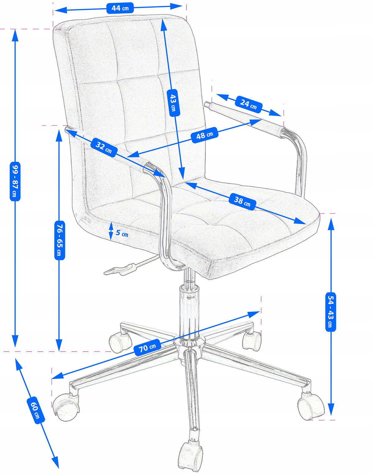 Office chair on wheels ROTATING office quilted QUATRO beige JUMIhome Furniture depth 60 cm