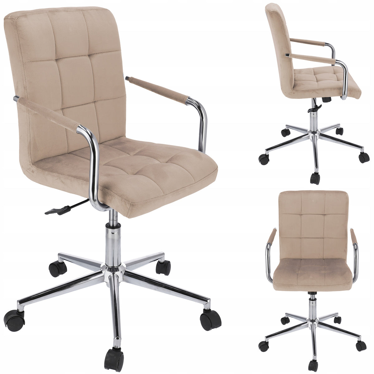 Office chair on wheels ROTATING office quilted QUATRO beige JUMIhome