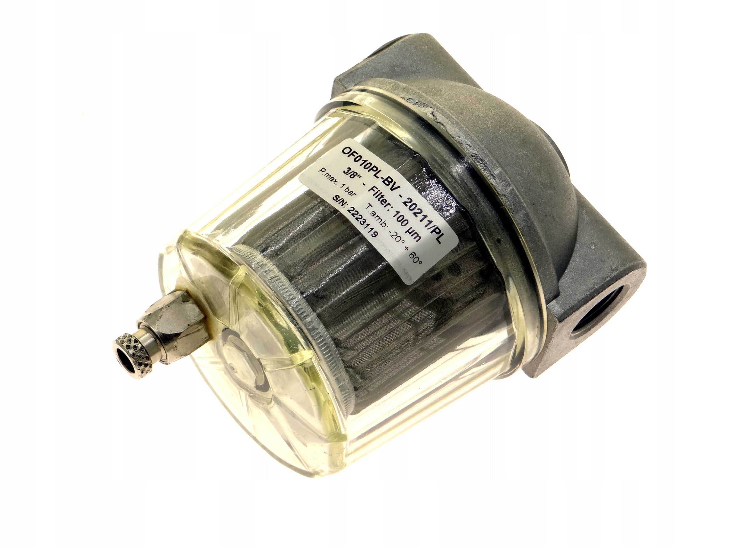 Oil-Fuel Filter FAG Pass-through with Drain Valve 2 x 3/8"GW