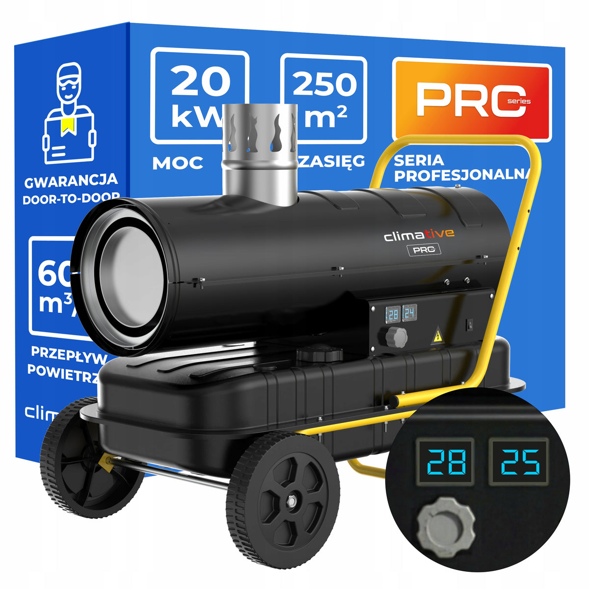 Oil heater 20 kW with chimney OHX-20 PRO thermostat LCD tank 38 L