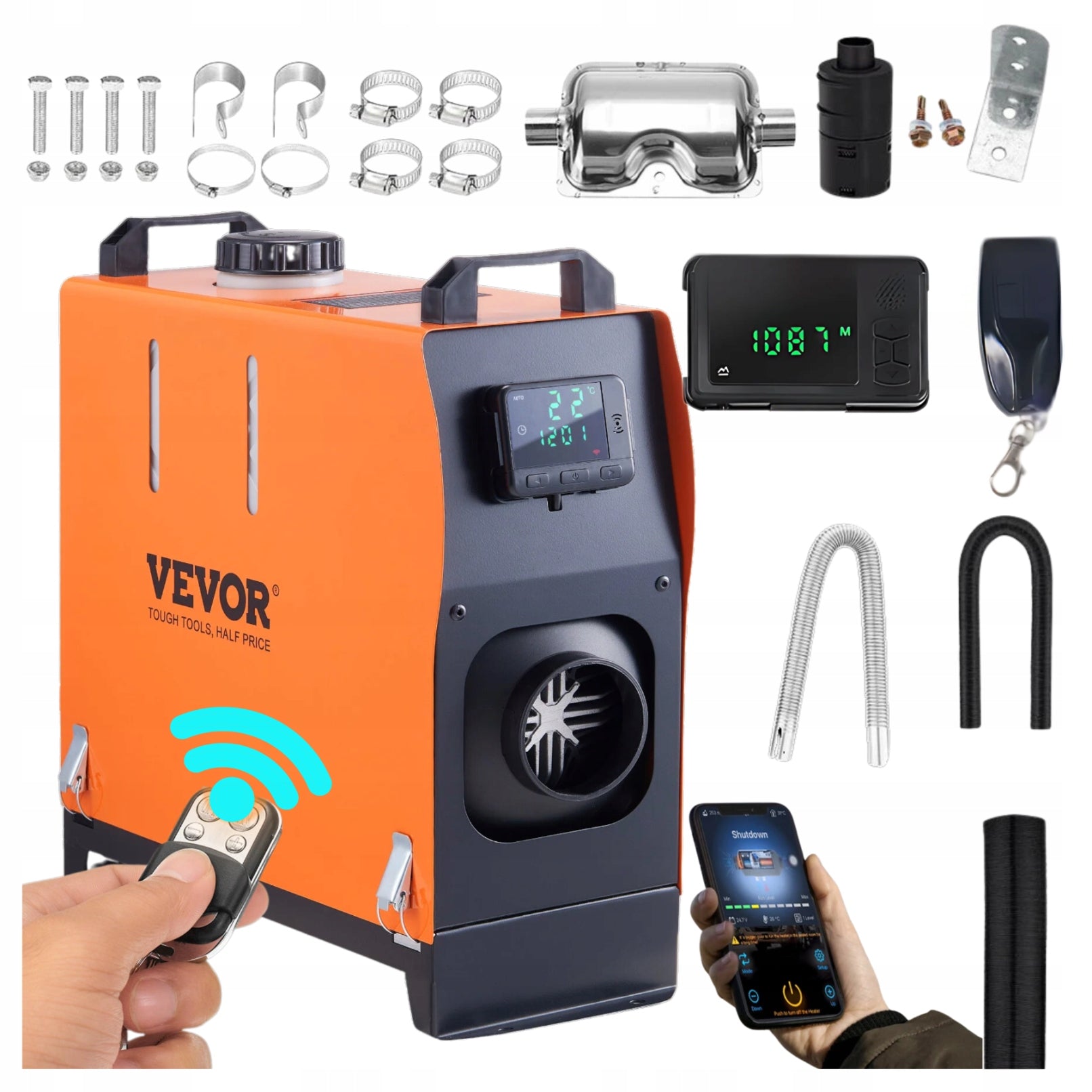 Oil heater 8kW 12V remote control application BT Vevor