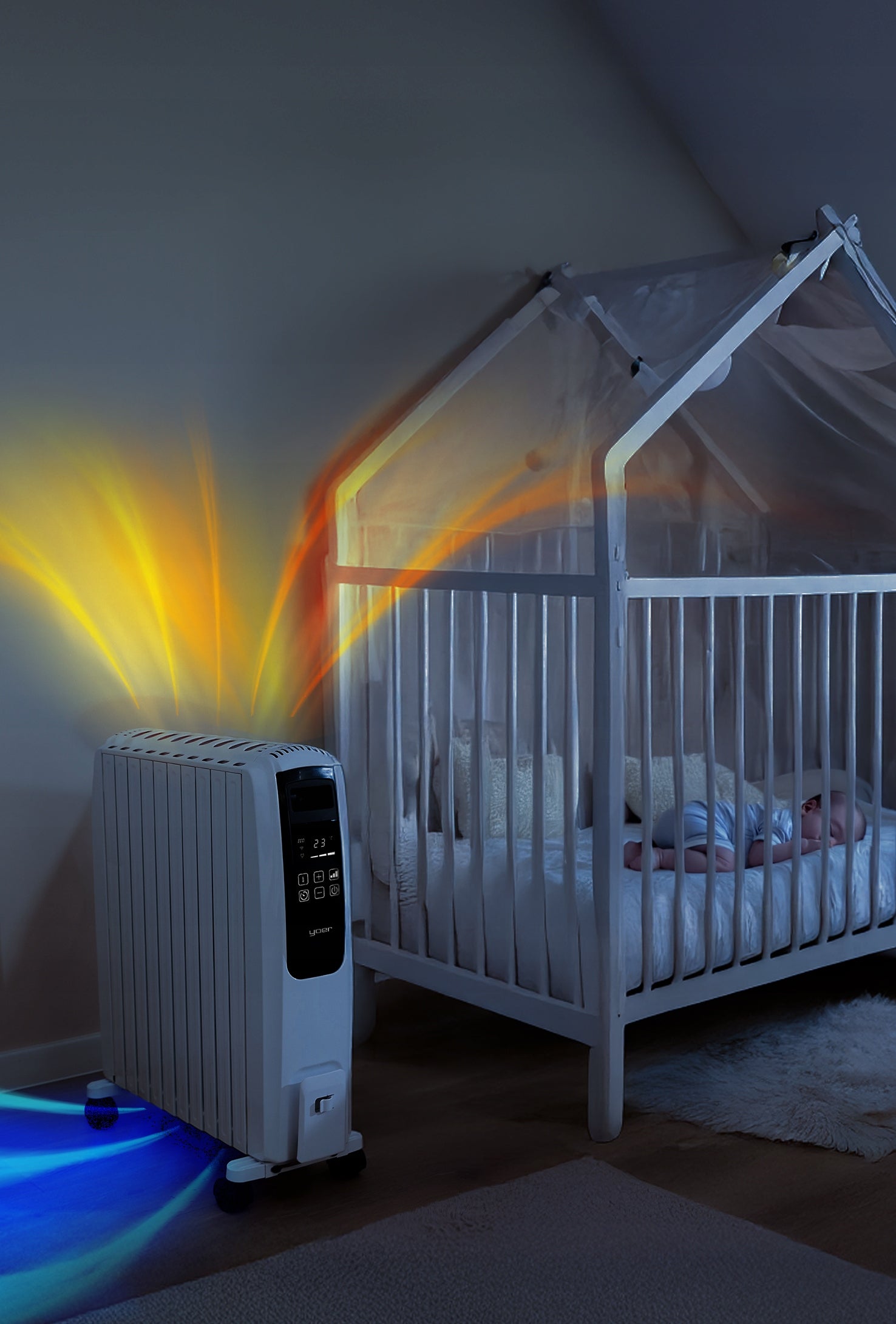 Oil heater Yoer 2500W 10 ribs +Timer +3 powers +Energy-saving mode Packaging status original