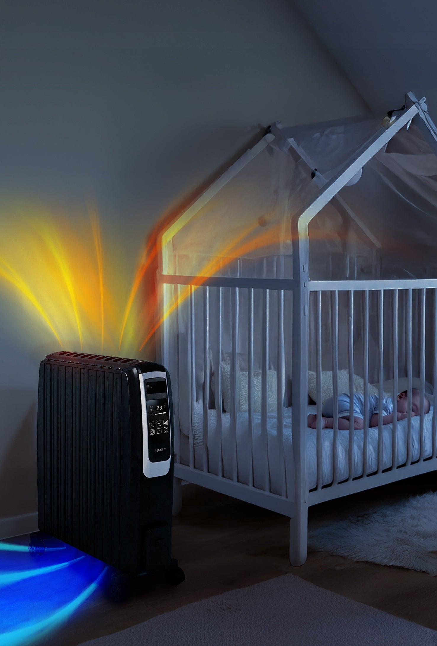 Oil heater Yoer 2500W 10 ribs +Timer +3 powers +Energy-saving mode Packaging status original