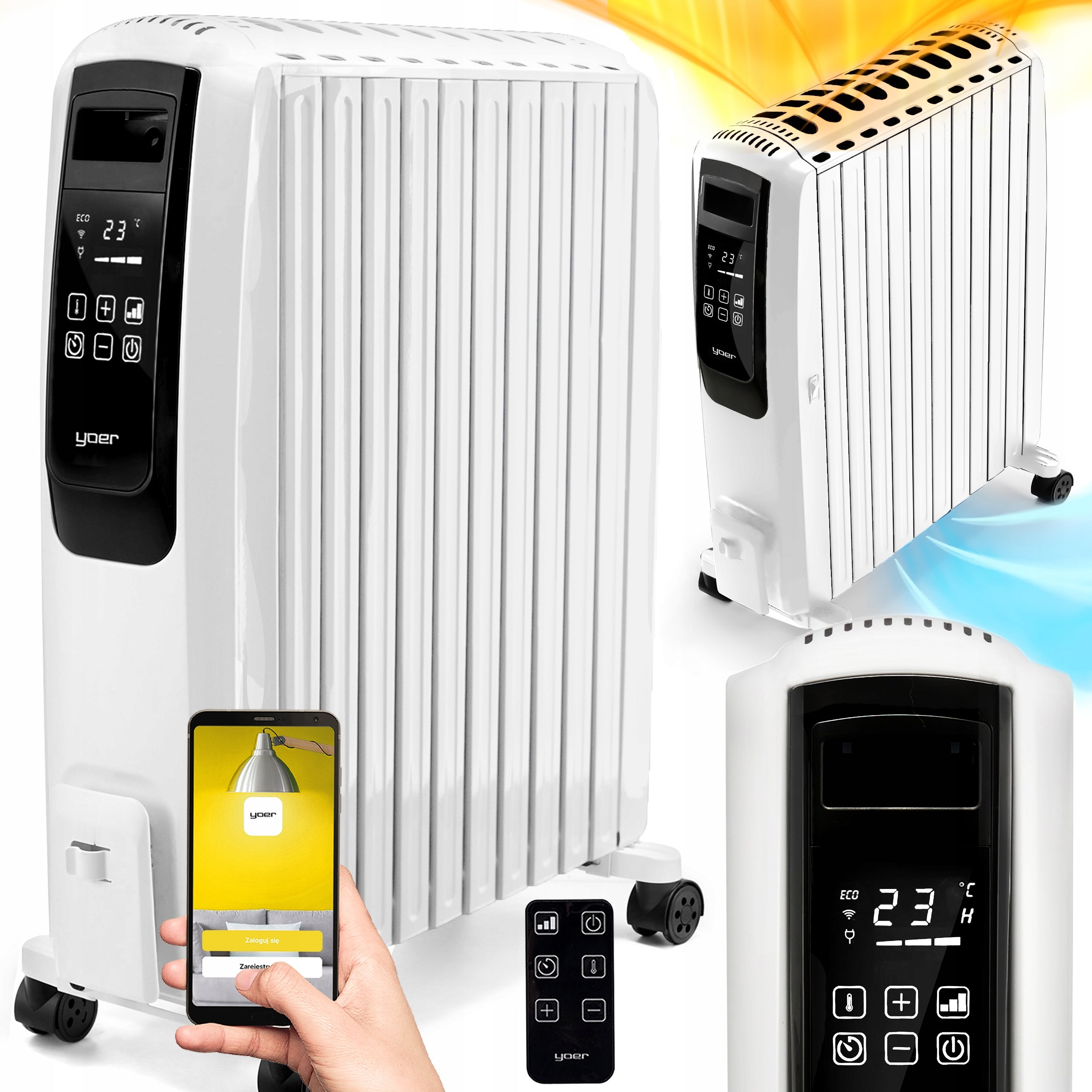 Oil heater Yoer 2500W 10 ribs +Timer +3 powers +Energy-saving mode