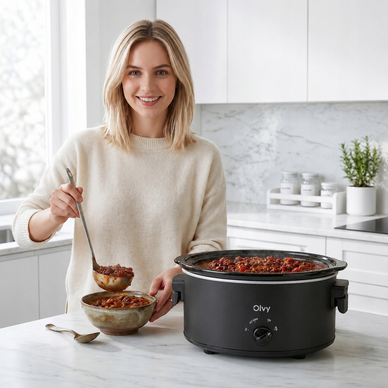 Olvy Wolnowar Slow Cooker Garnek Ceramiczny 6,5L 265W Brand Olvy