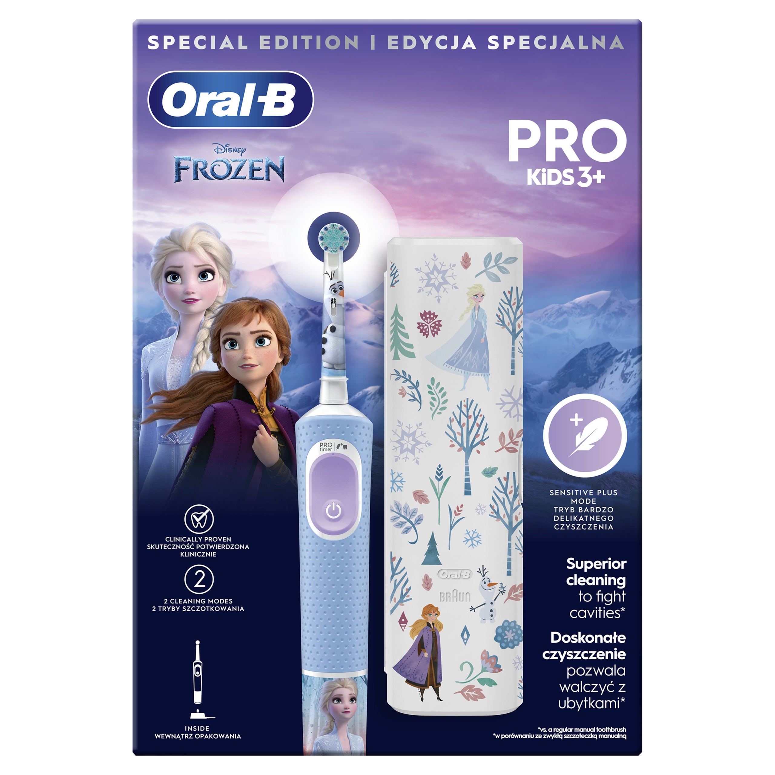 Oral-B Pro Kids Frozen Electric Toothbrush + Case for Kids 3+ Brand Oral-B
