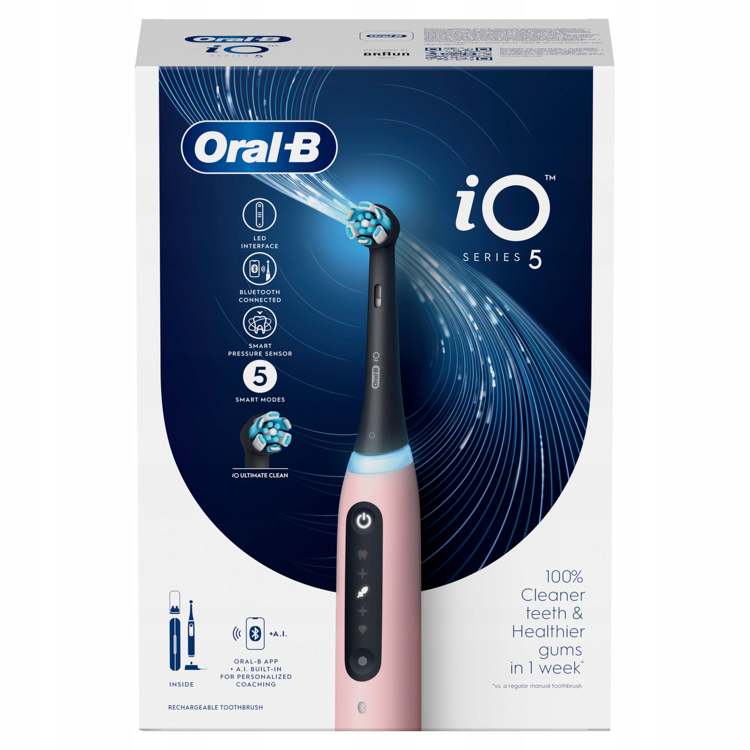 Oral-B iO Series 5 Electric Toothbrush Magnetic Color Blush Pink Packaging status original