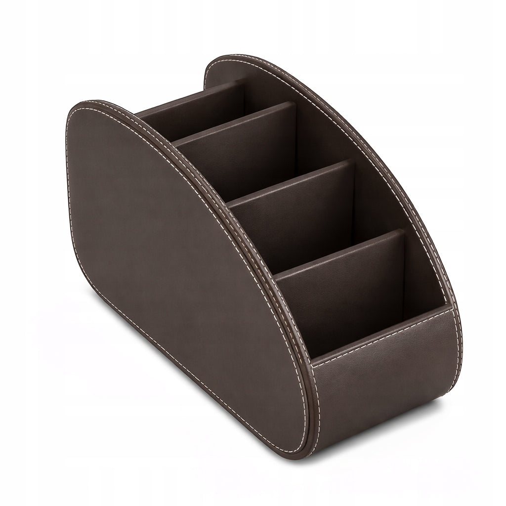 Organizer elegant remote control container 5 compartments brown