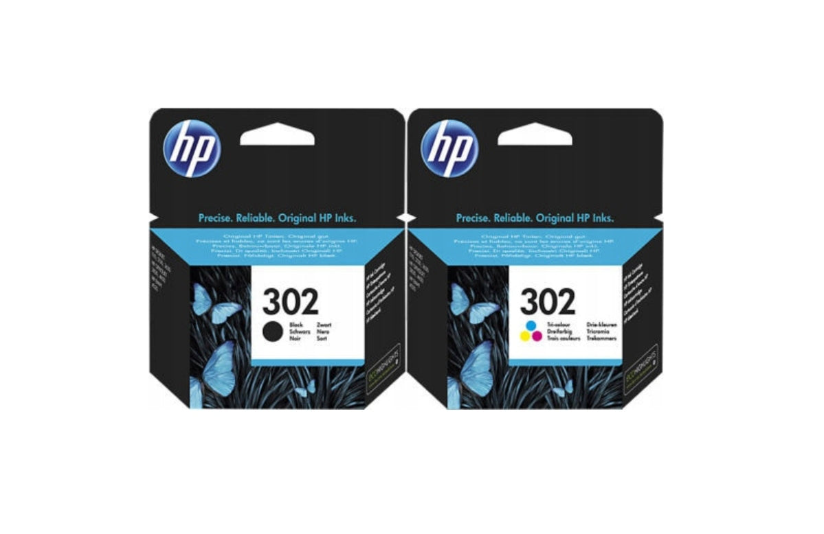 Original HP 302 black + colour X4D37AE F6U65AE + F6U66AE