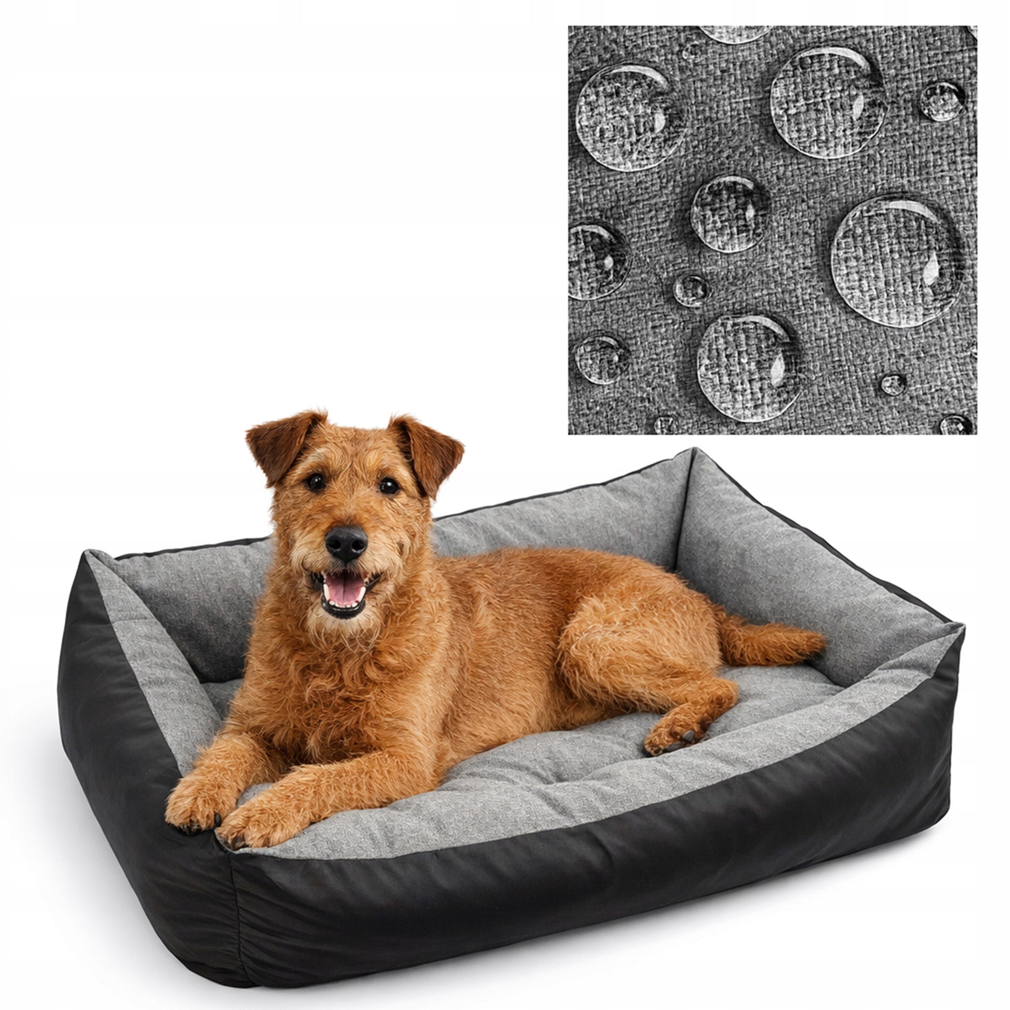 Orthopedic dog bed 85x65 waterproof linen