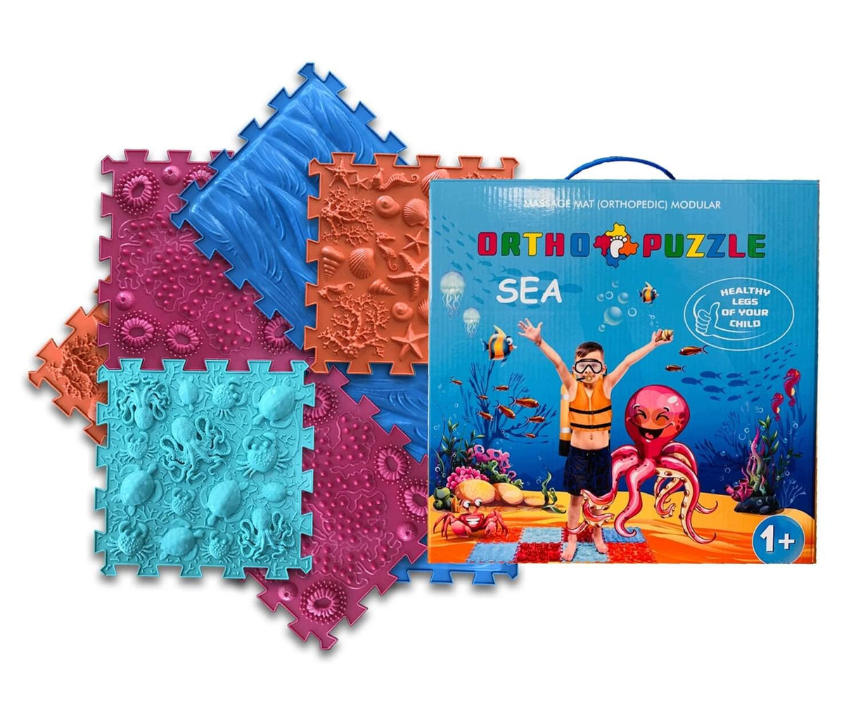 Orthopedic massage mat Ortho Puzzle "Sea" - 8 modules, 12 m+
