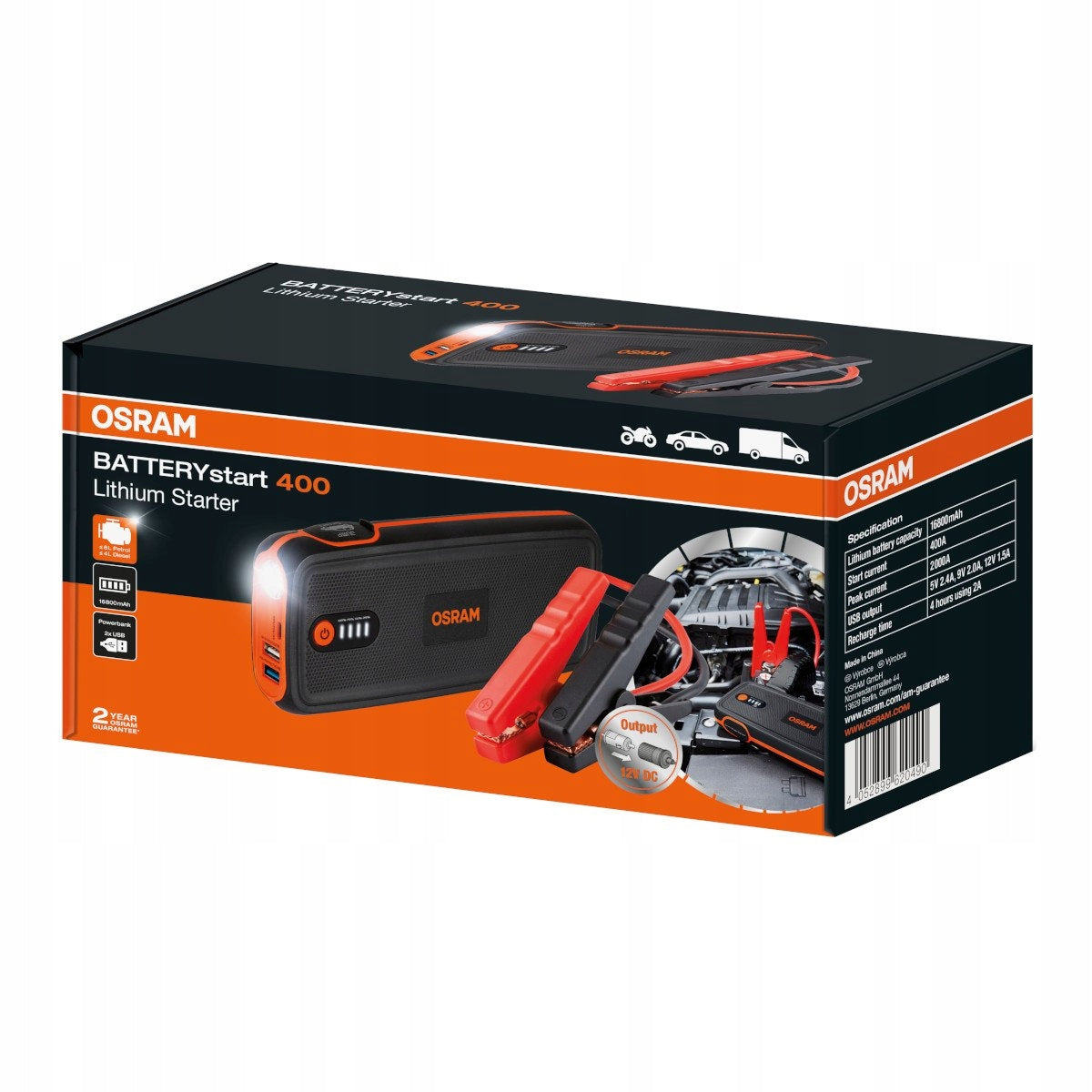 Osram BATTERYstart 400 starter 12V 16800mAh with powerbank and LED flashlight