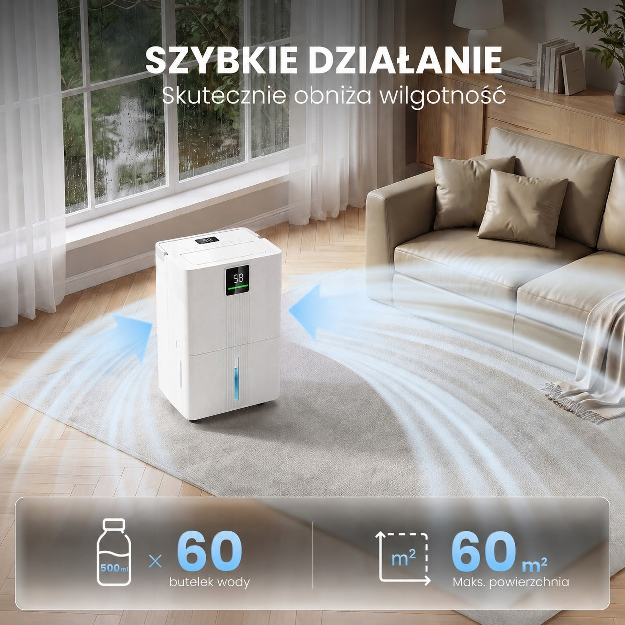 Osuszacz powietrza 30l, WiFi, 5,5l, czujnik, cicha praca, timer Manufacturer code G-DH26-1416-30WT