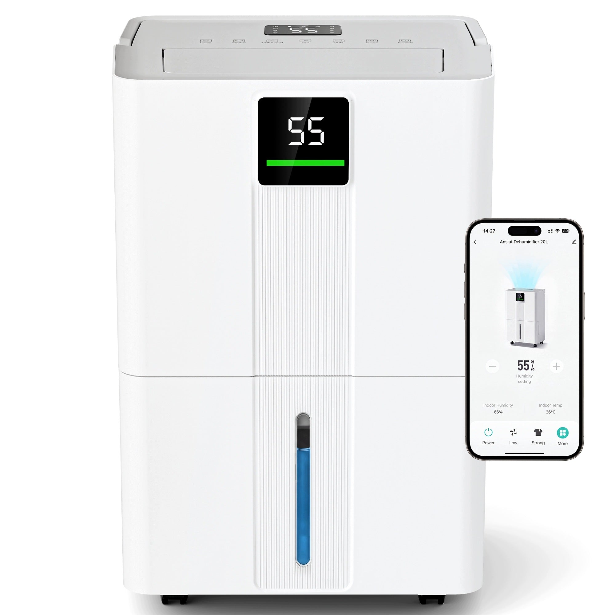 Osuszacz powietrza 30l, WiFi, 5,5l, czujnik, cicha praca, timer