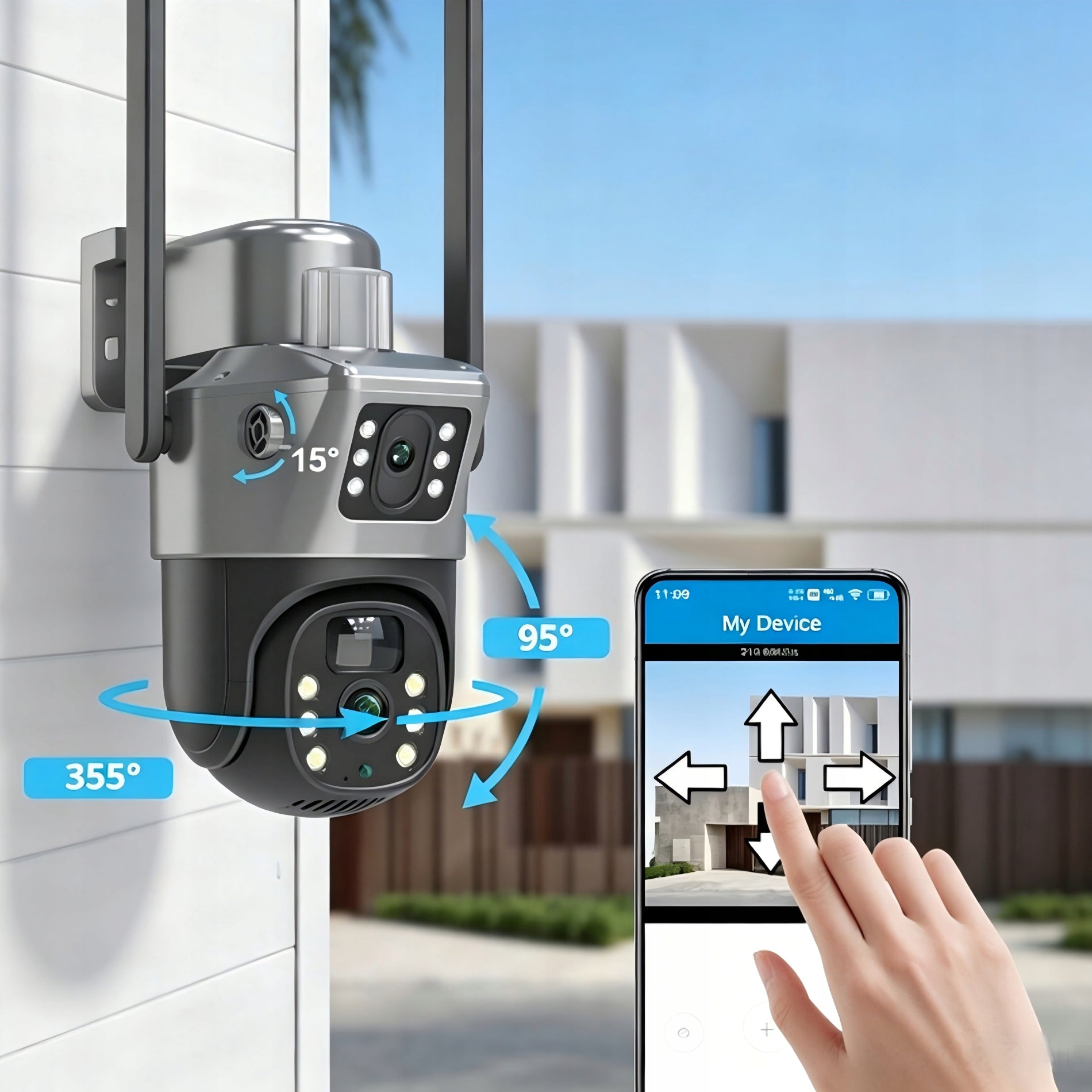 Outdoor 4K HD Solar Camera Two Lenses 8MP WiFi Card Model sennifar-Kamera monitoringu wersja solarna WiFi
