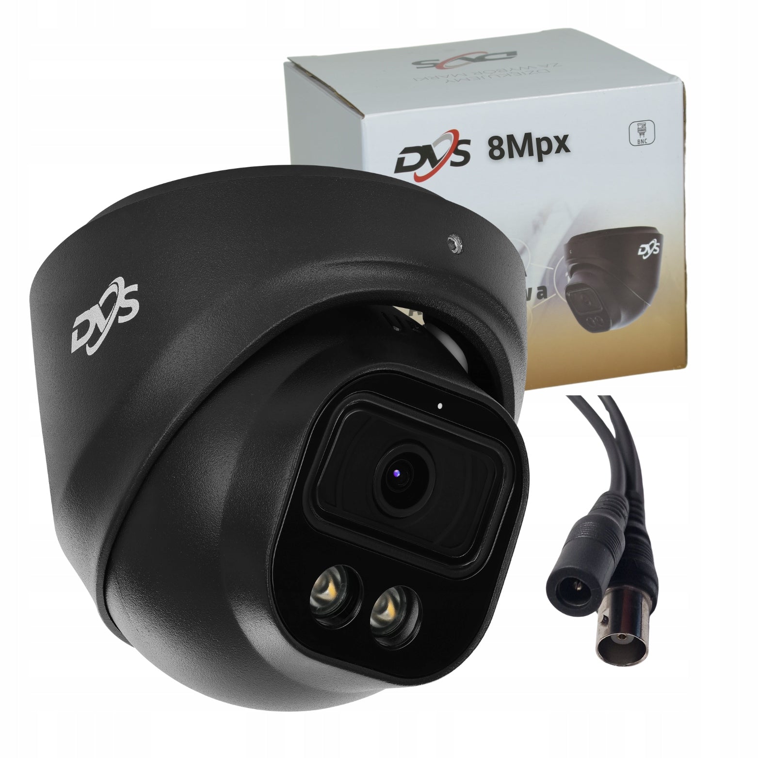 Outdoor Analog Camera DVS 8Mpx 4K Black Dome Dual Light IP66