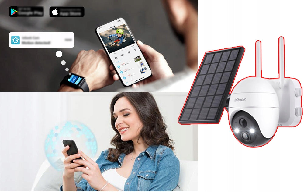 Outdoor Camera Rotating IP WiFi 5MPx 4x ZOOM Solar for 9600mAh Batteries Certificates of conformity CE WEEE