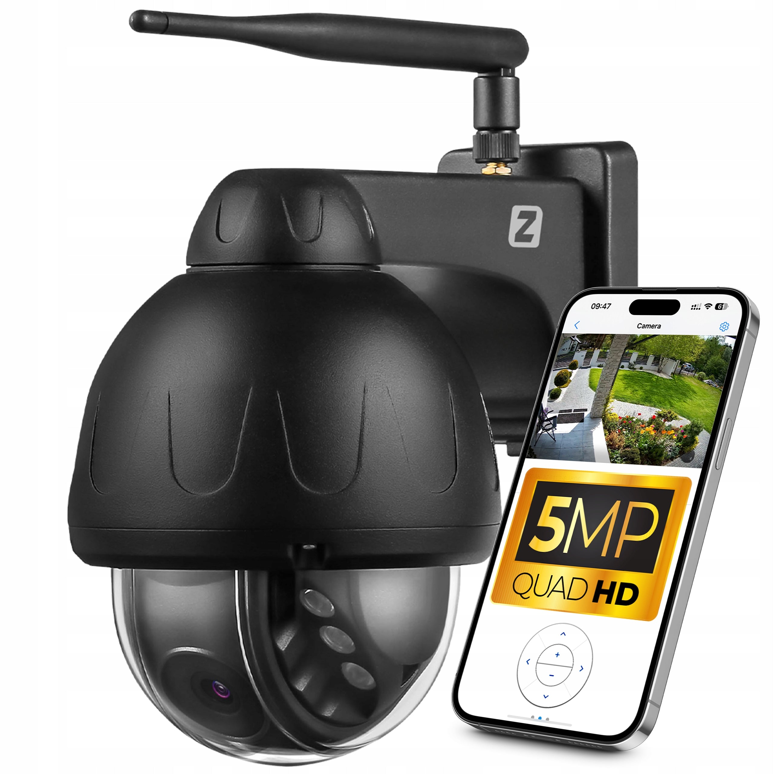 Outdoor Camera Rotating WiFi 5MPx AUDIO DETECTION Metal Black PTZ
