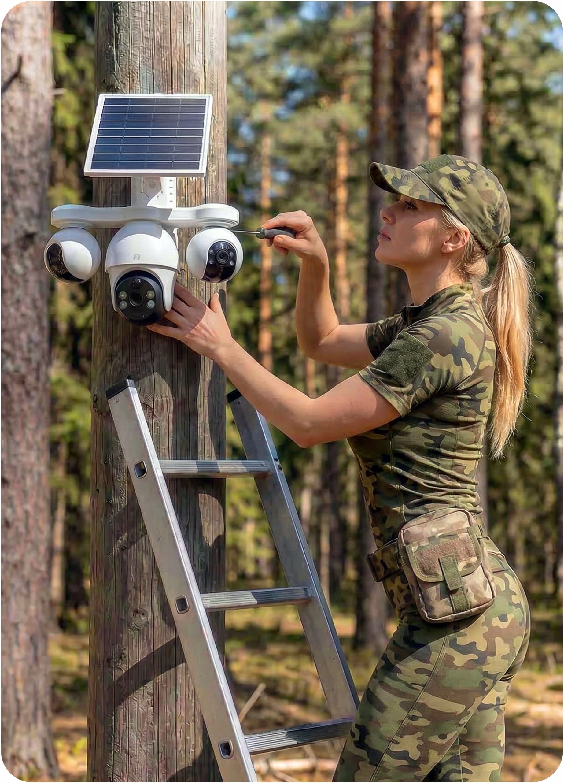 Outdoor Camera SOLAR ROTATING 3 Lenses GSM 4G LTE 6MPx Zintronic Kind external