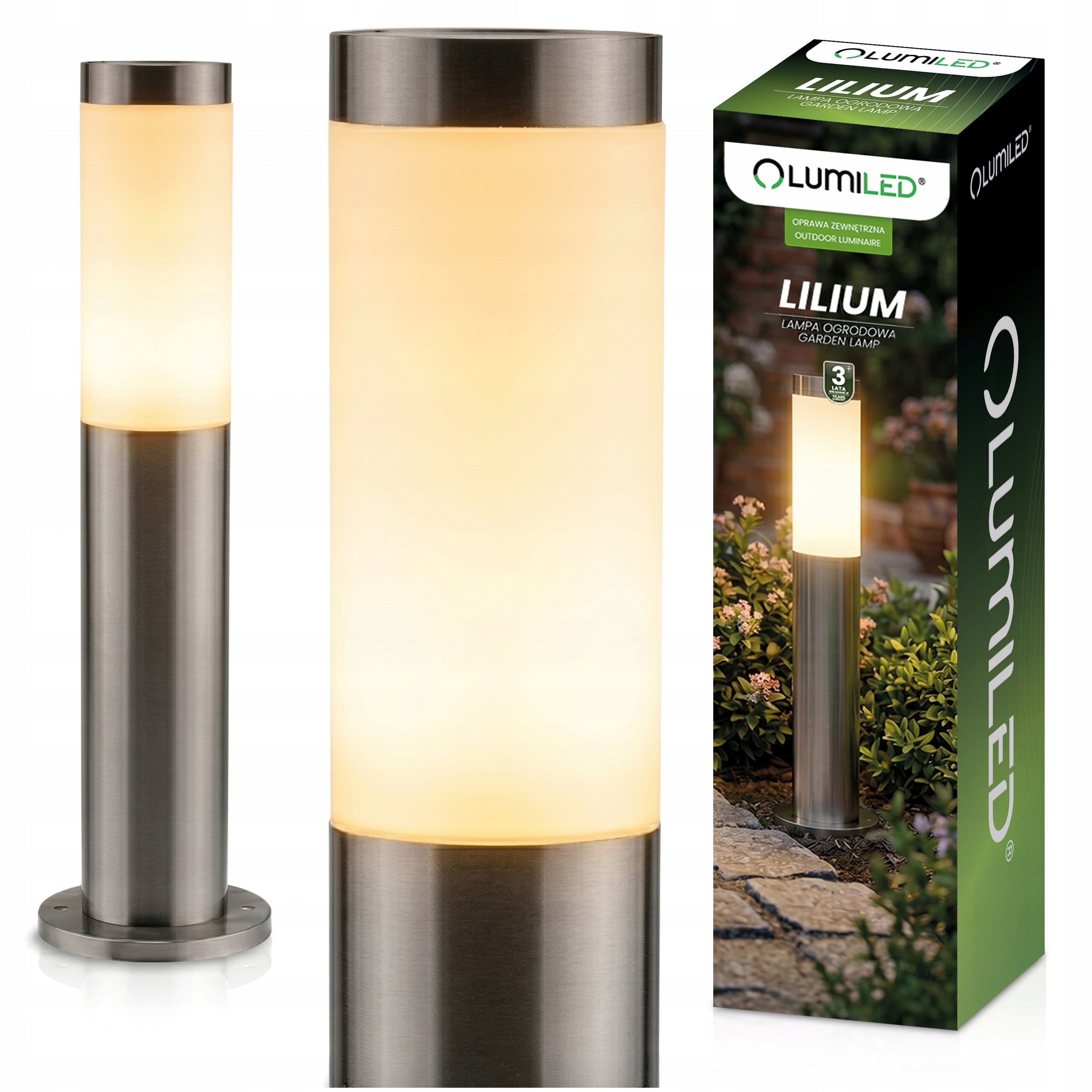 Outdoor Garden Lamp E27 INOX Garden POST 45cm Lantern for Garden