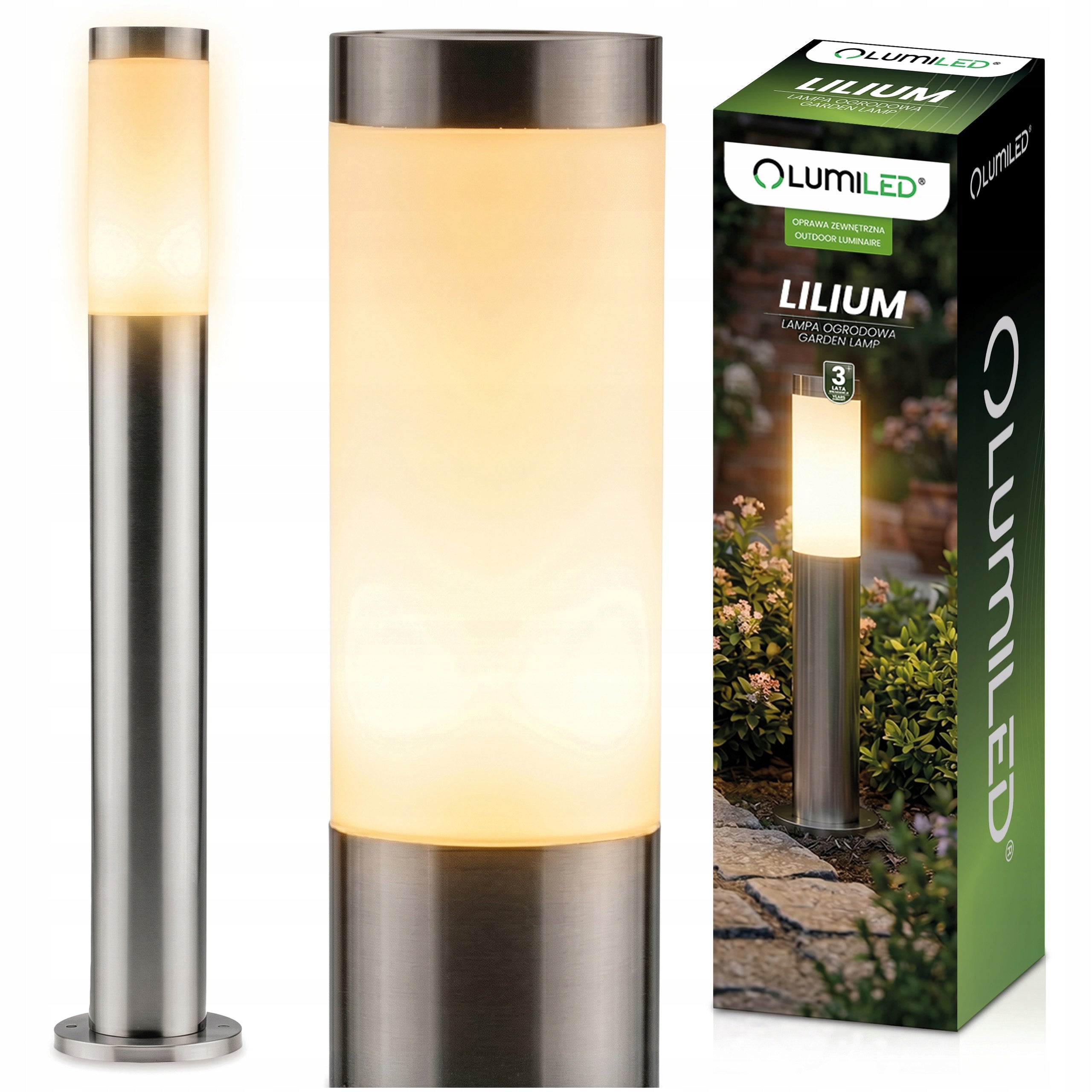 Outdoor Garden Lamp E27 INOX POST 65cm Lilium LUMILED