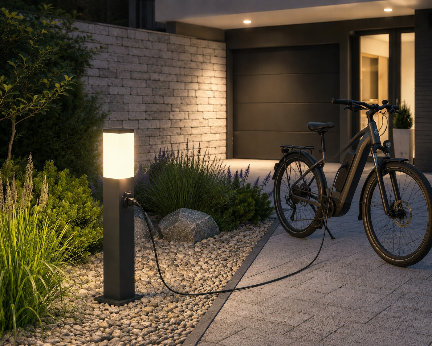 Outdoor Garden Lamp Standing E27 LED Post 65 cm + socket 230V Brand SuperLED