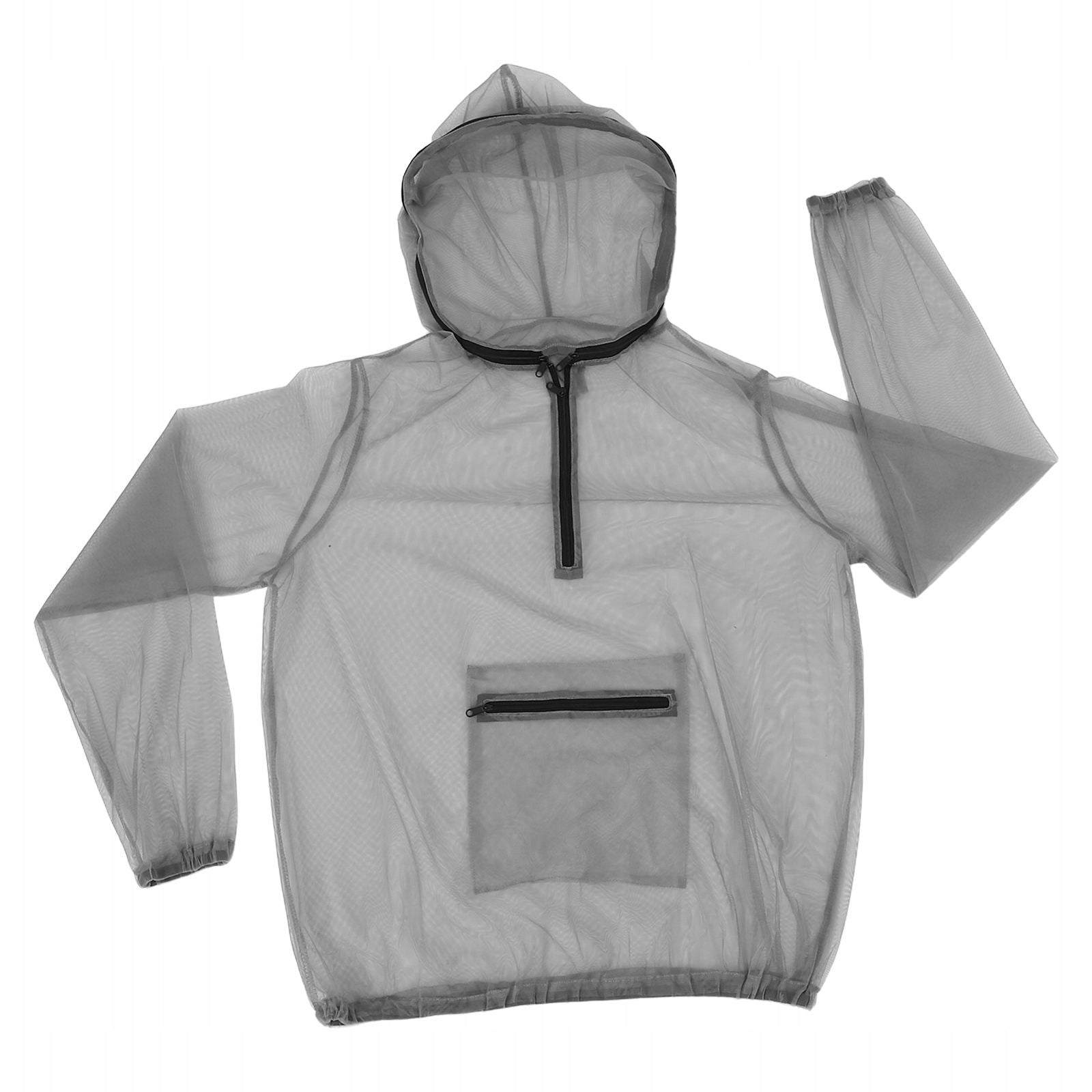 Outdoor Grey Mesh Mosquito Jacket with Hood for Camping and Hunting Brand no brand