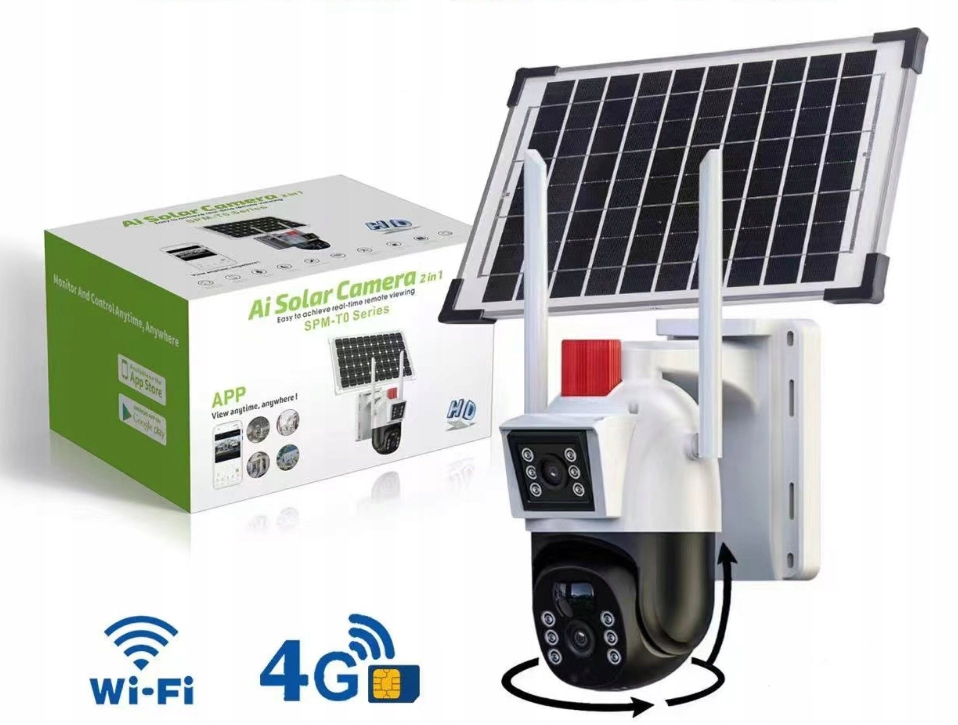 Outdoor Grey Solar Camera 4K 6MP Ultra HD Sim Card Rotating