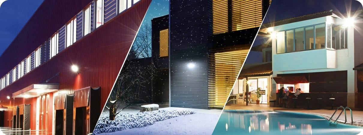 Outdoor Halogen Lamp for Garage 50W IP65 + Detector Color black