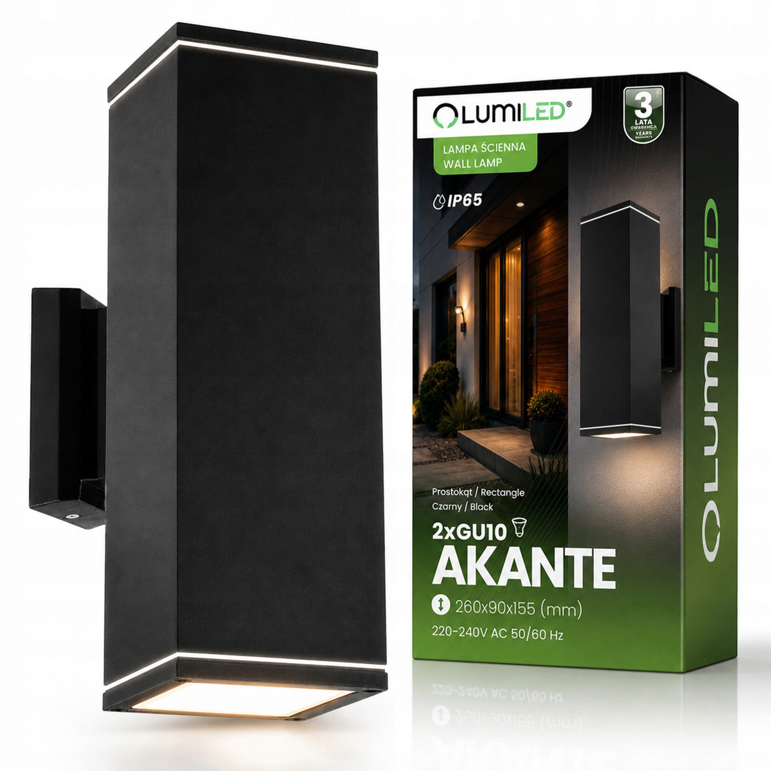 Outdoor Hermetic Wall Lamp Garden Lamp 2xGU10 Facade WALL LED