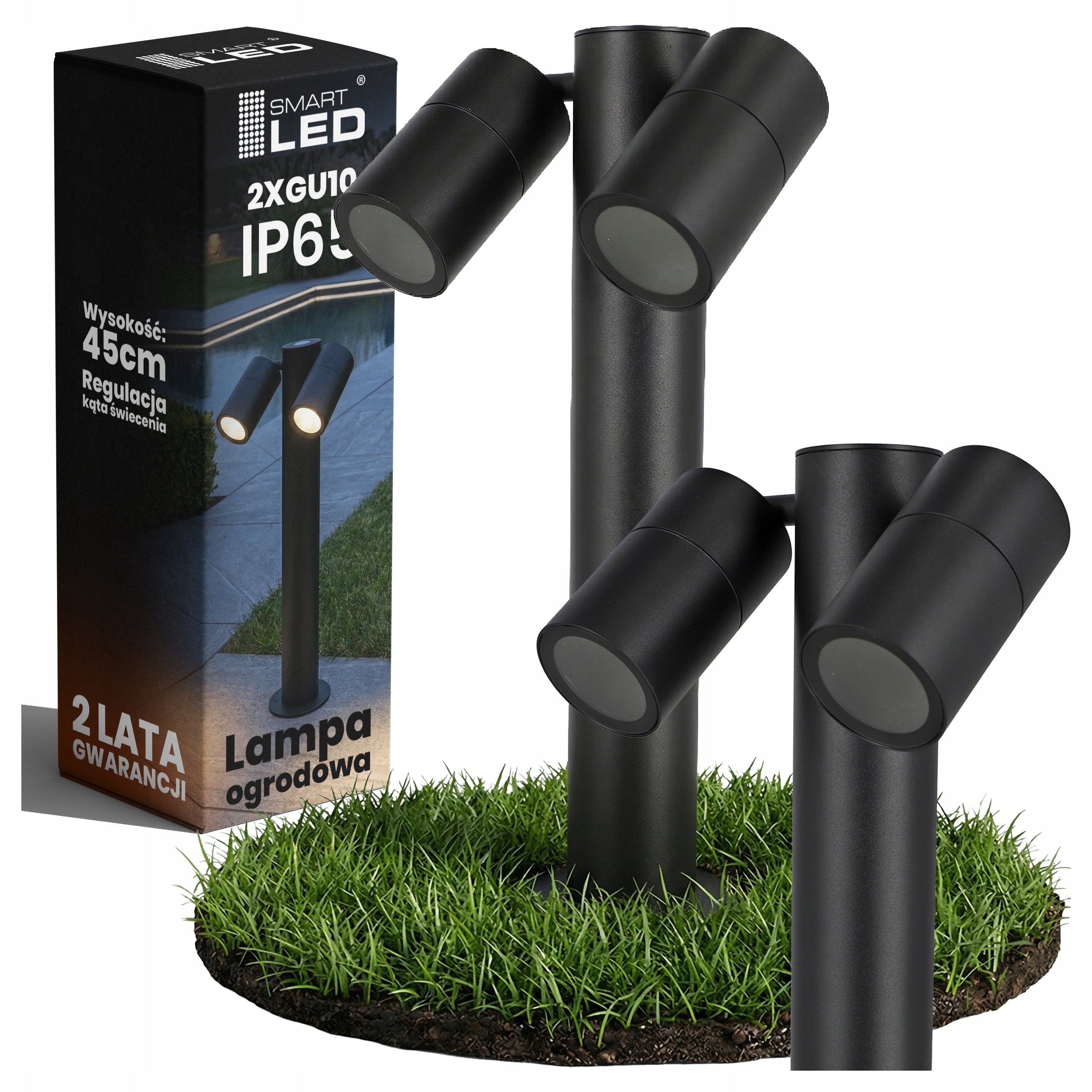 Outdoor LED Garden Lamp 2X GU10 Standing 45cm IP65 Bulb Post