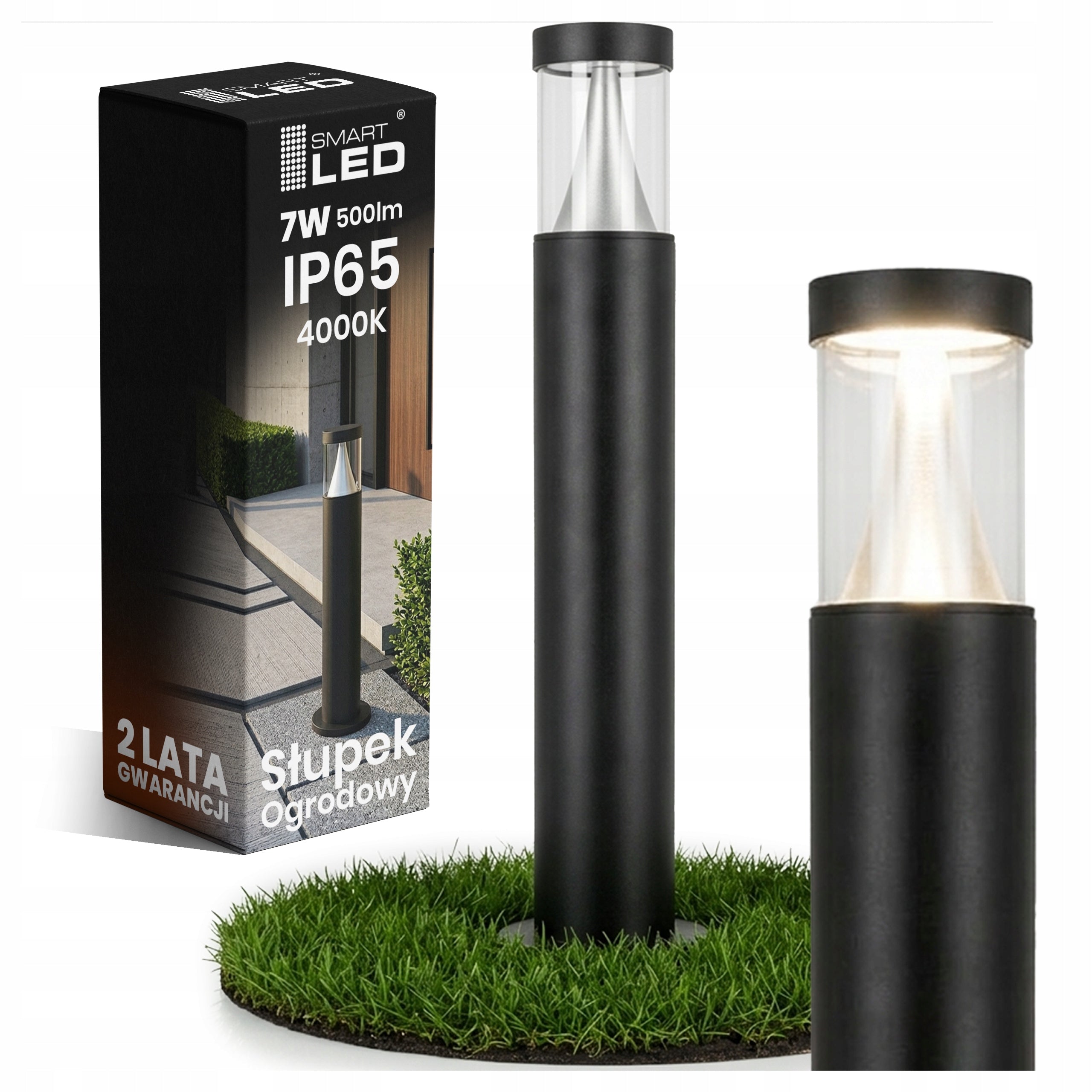 Outdoor LED Garden Lamp Standing 45cm 7W IP65 Post Black 230V 500lm