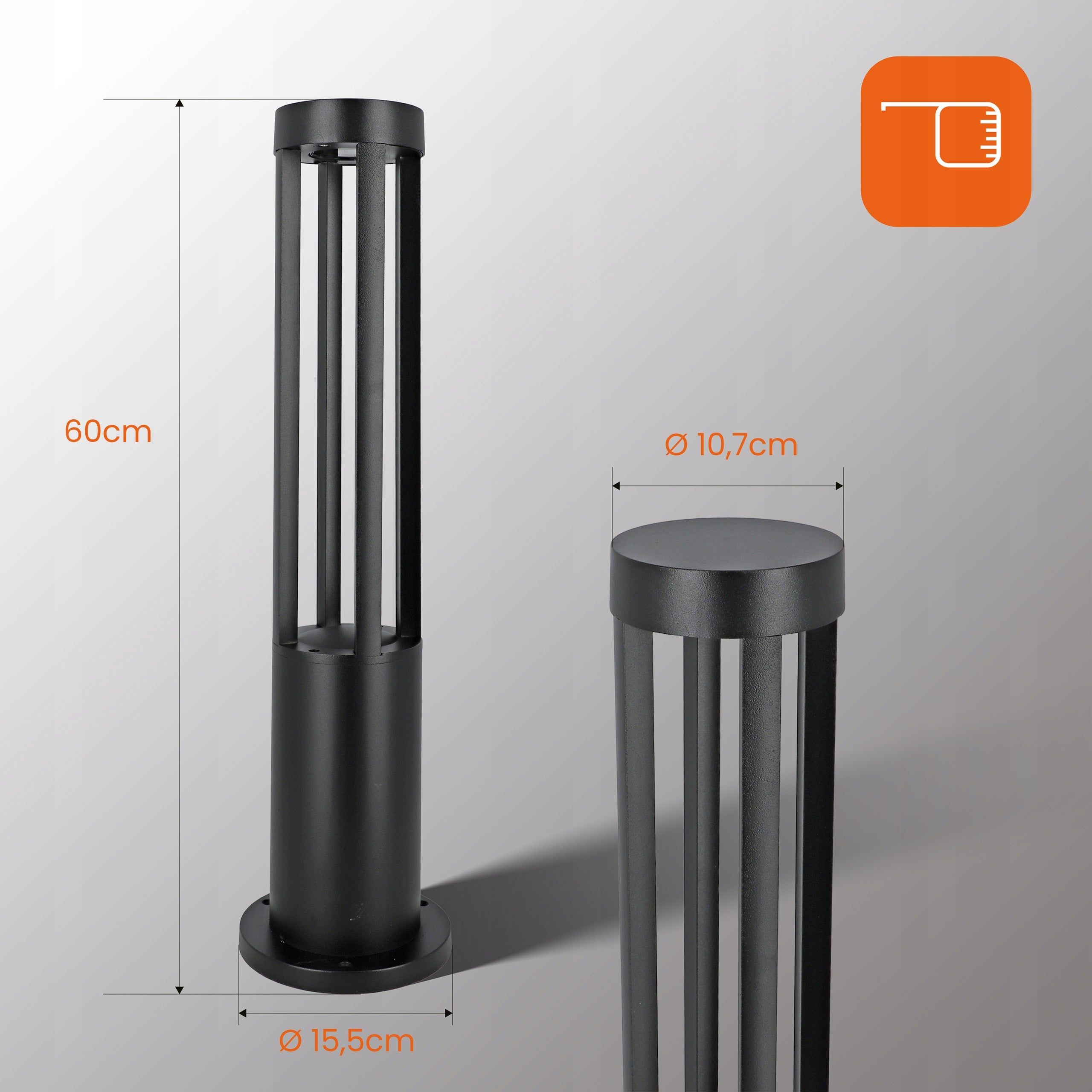 Outdoor LED Garden Lamp Standing 60cm IP65 Post 12W Black 230V Brightness 720 lm