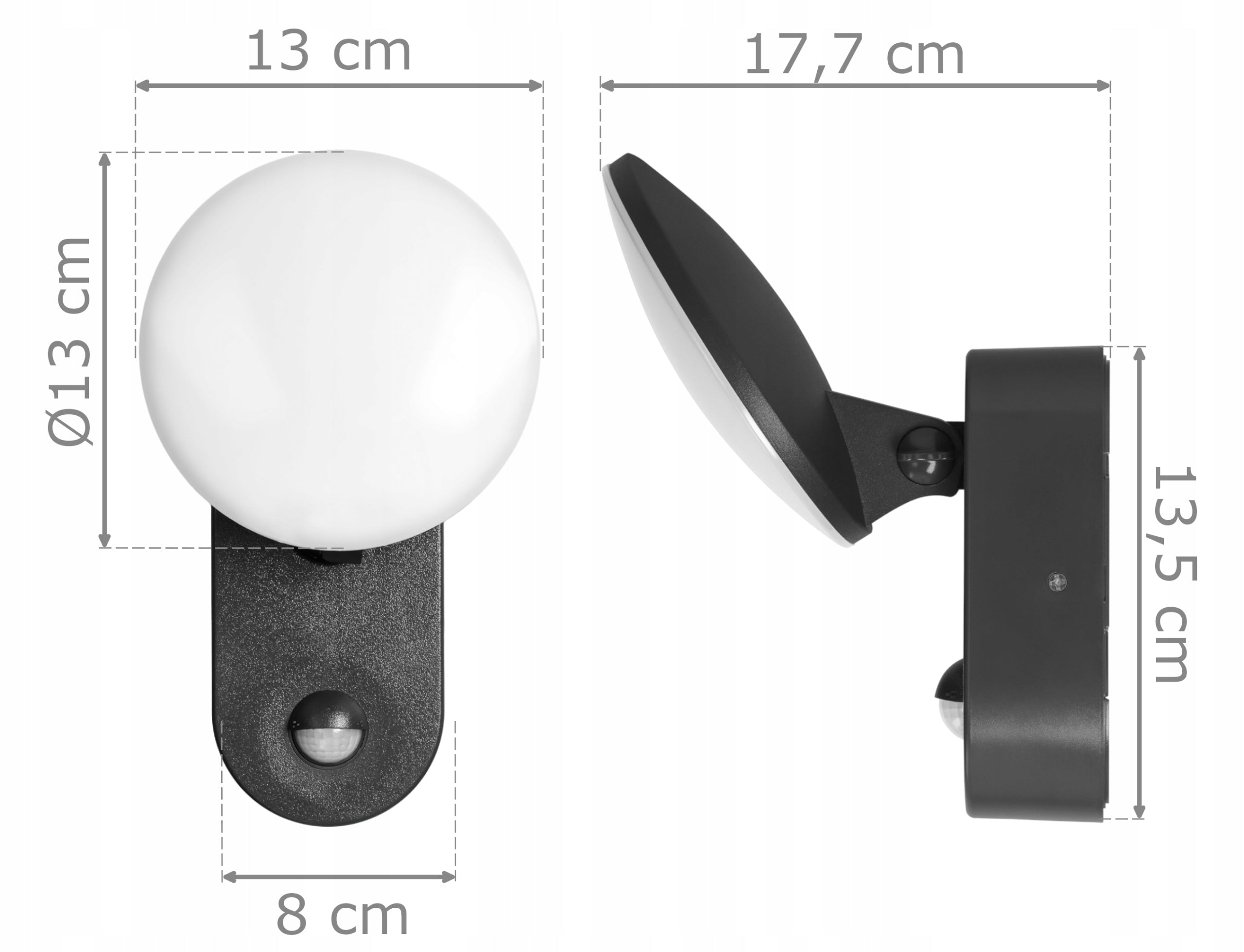 Outdoor LED Lamp 15W Twilight Motion Sensor Movable Facade Black Thread type built-in LED source
