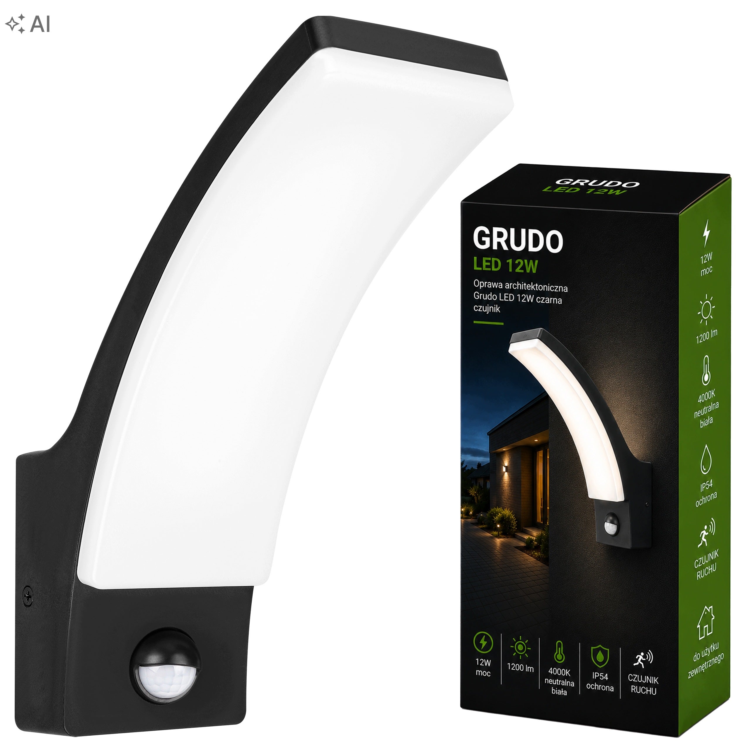 Outdoor LED Wall Lamp 12W Lamp MOTION SENSOR Garden Facade Wall