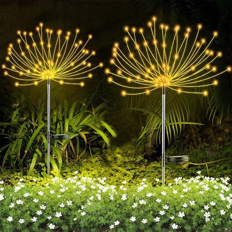 Outdoor Solar Garden Lights 120 LED DECORATIVE FIREWORKS Lights Set Total height 70 cm