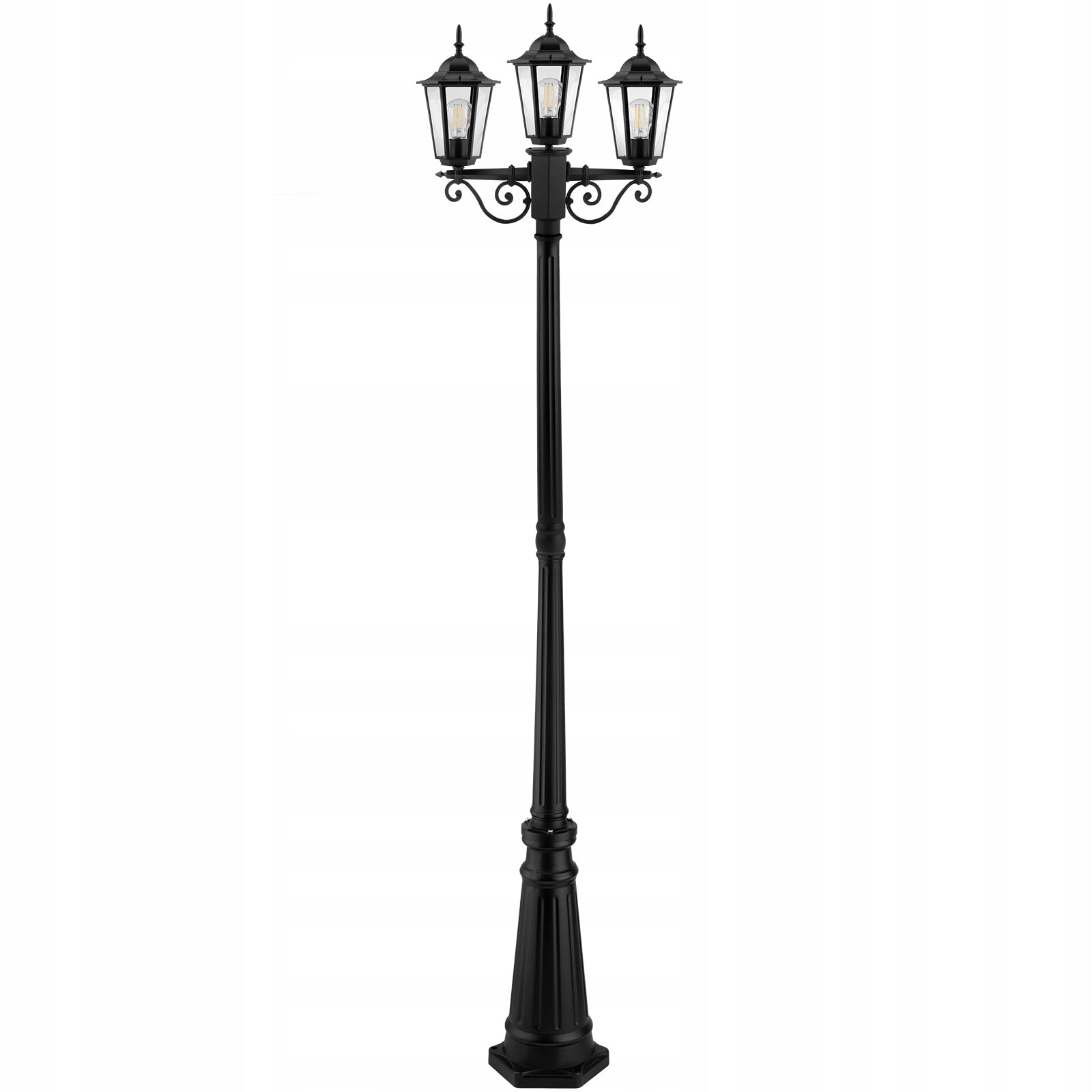 Outdoor Standing Garden Lamp PARK LANTERN POST 2m LED 3x E27 Batteries included no