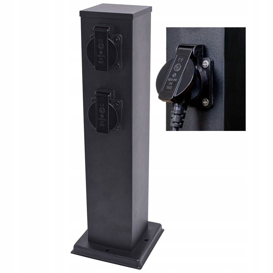Outdoor Standing Garden Post 230V 40cm 2x Schuko Power Socket Product height 40 cm
