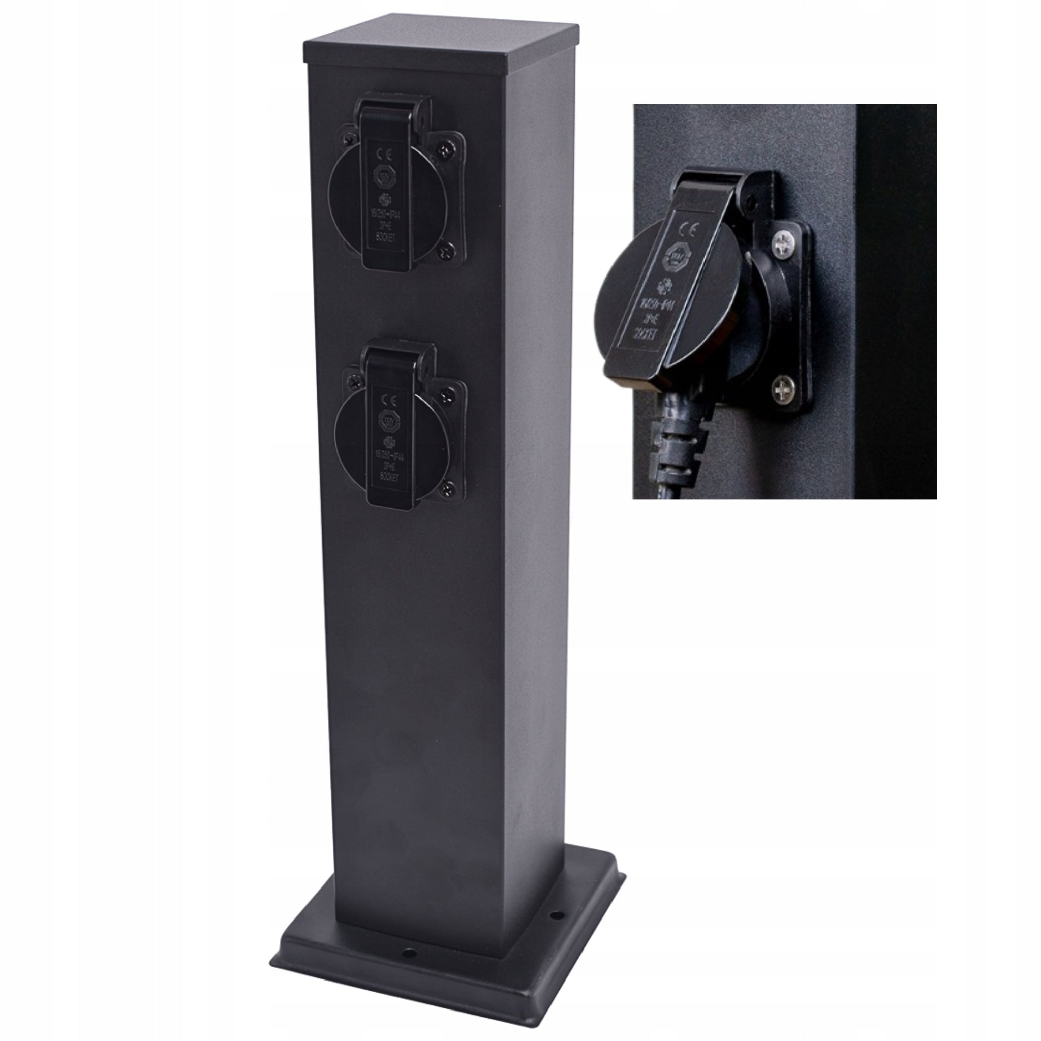 Outdoor Standing Garden Post 230V 40cm 2x Schuko Power Socket