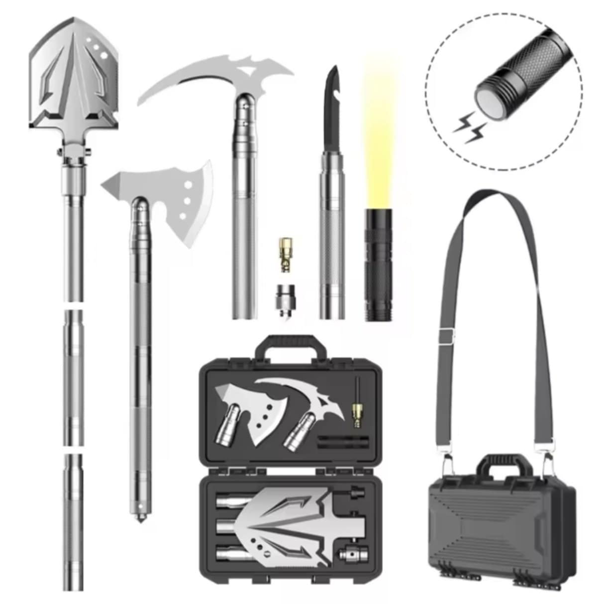 Outdoor Survival Shovel Multifunctional Garden Tool Flashlight