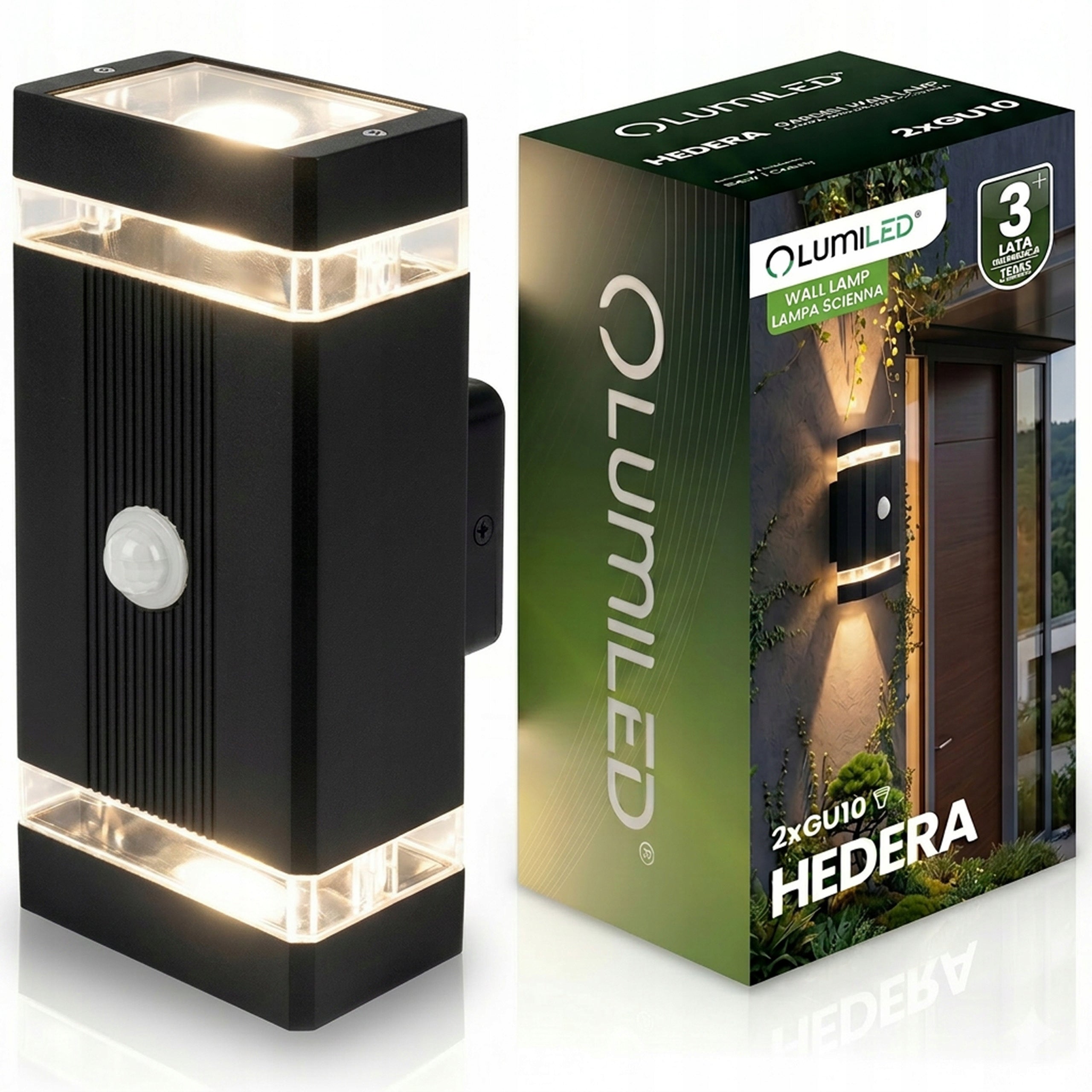 Outdoor Wall Lamp LED Garden Facade Lamp 2x GU10 PIR Motion Sensor